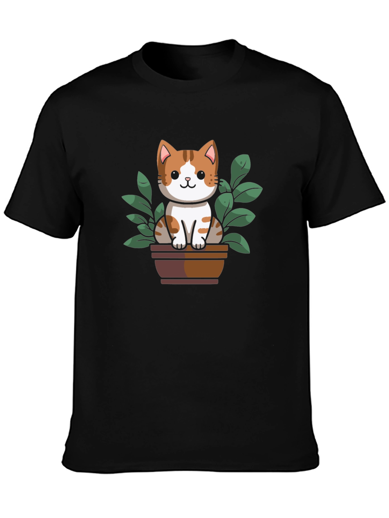 Cute Cat Plant Pot Graphic Tee - 3