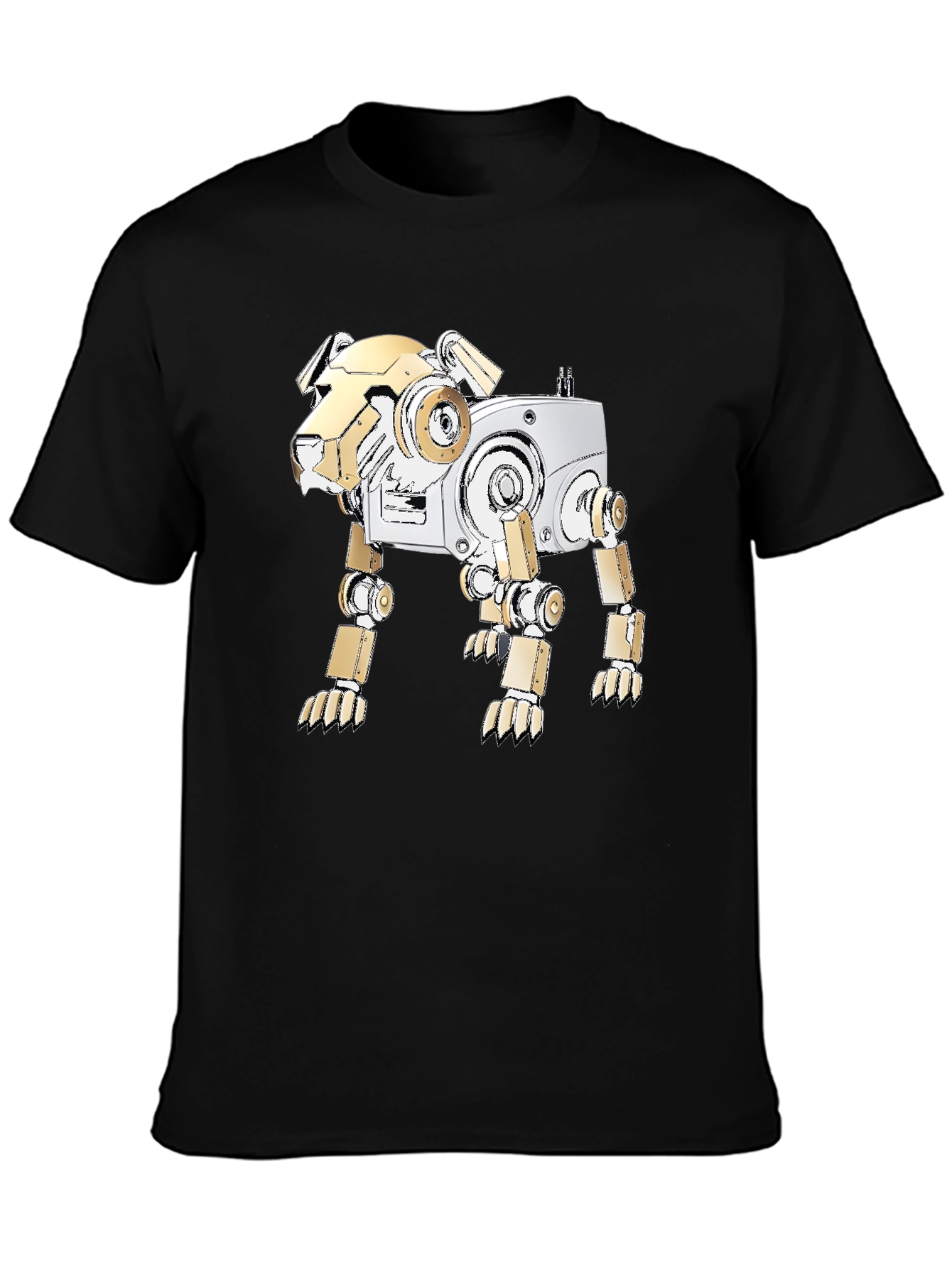 Black Robot Dog Graphic Tee - Stylish Sci-Fi Shirt view 3
