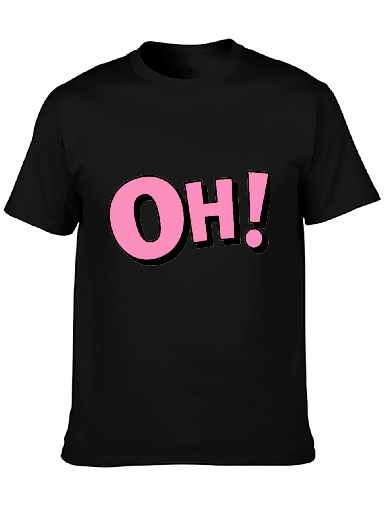 Black Pink "OH!" Graphic Black Cotton T-Shirt view 3