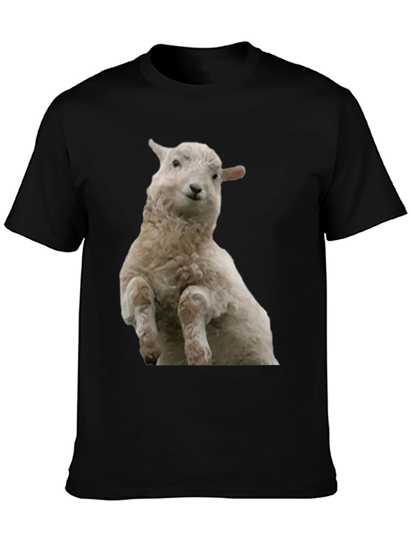 Black Black T-Shirt with Sheep Graphic view 3