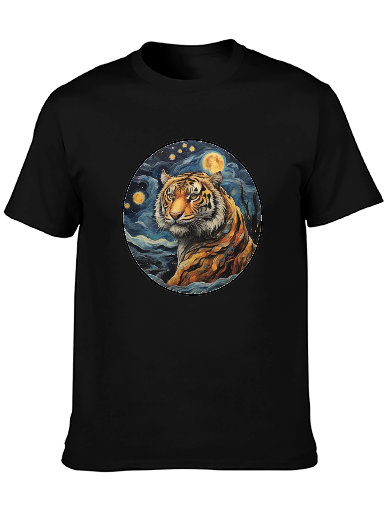 Black Tiger Starry Night Graphic Tee view 3