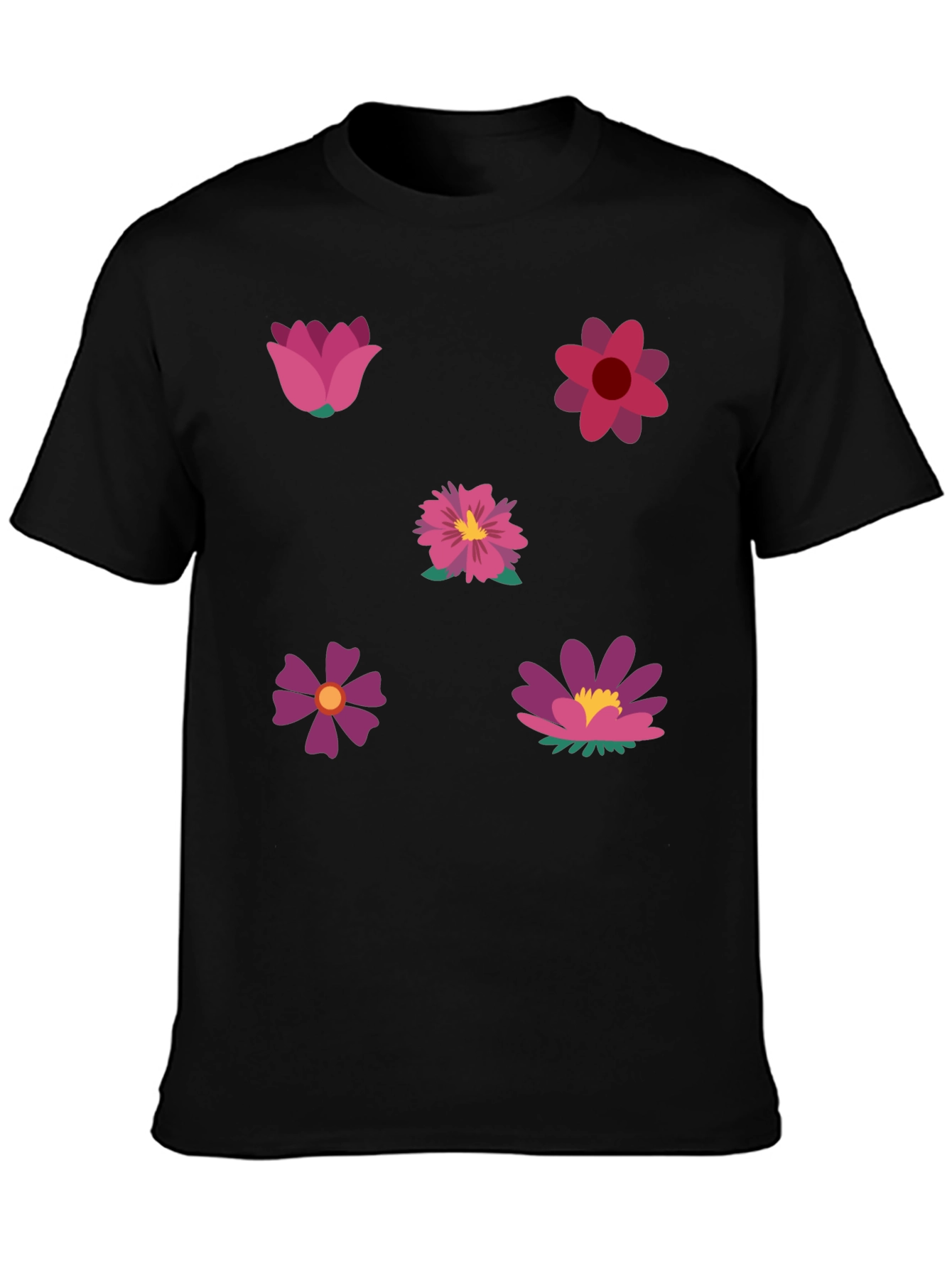 Black Floral Print Black T-Shirt view 3