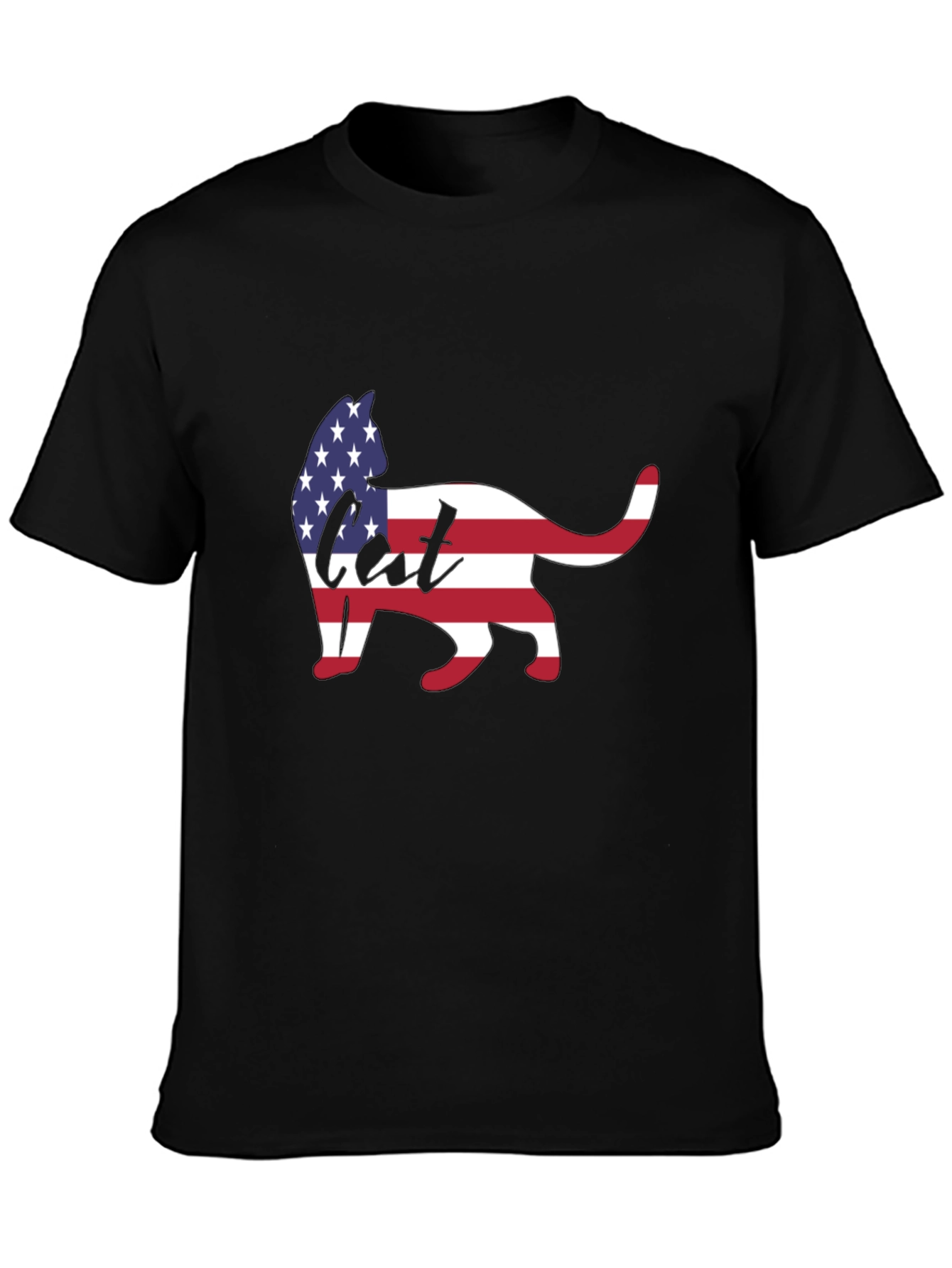 Black Patriotic Cat T-Shirt view 3