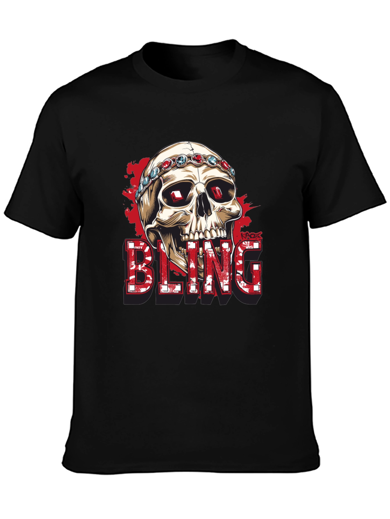 Black Skull Bling Graphic Tee - Mens Fashion view 3