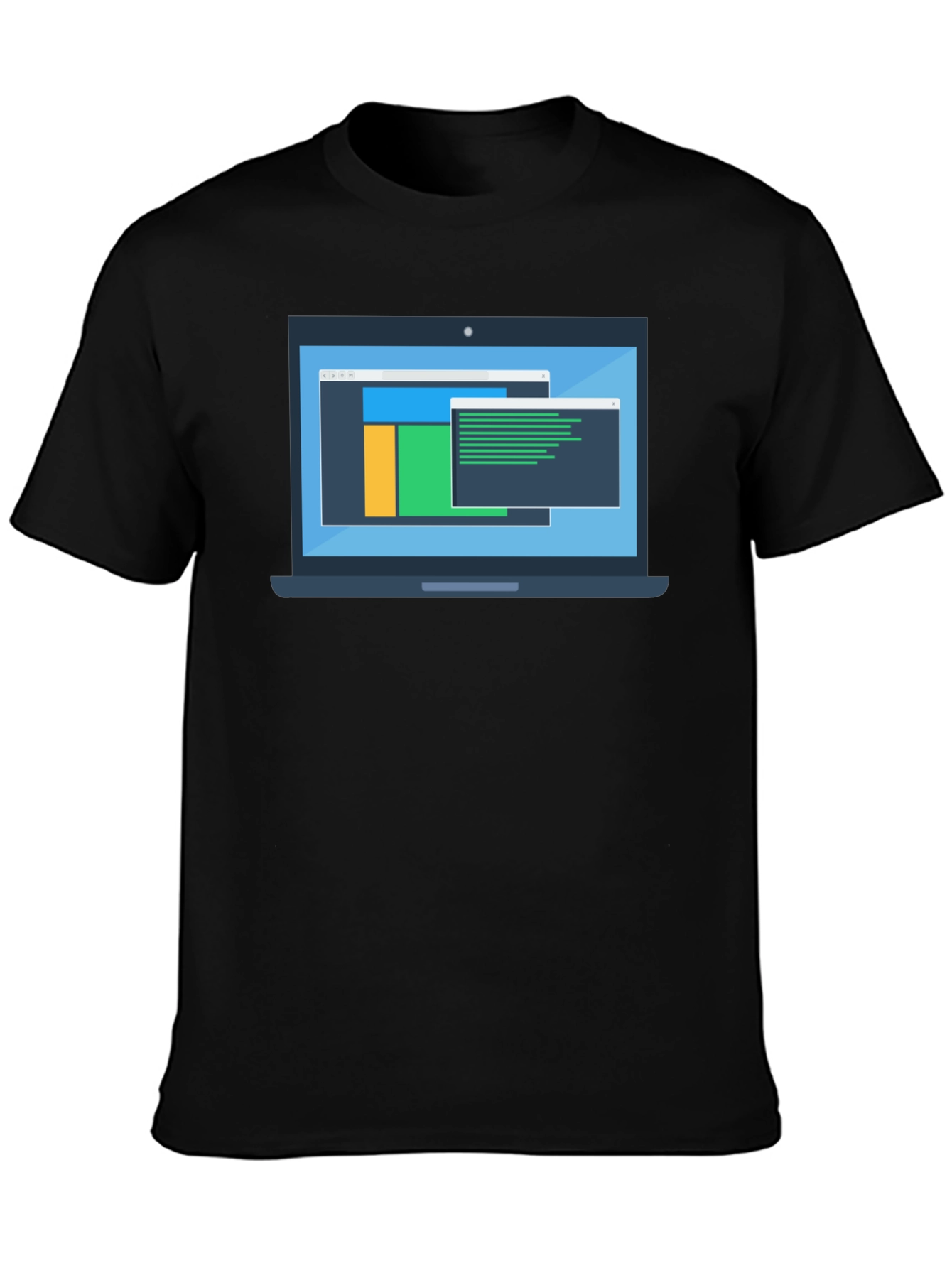 Black Programmer Laptop Graphic T-Shirt view 3