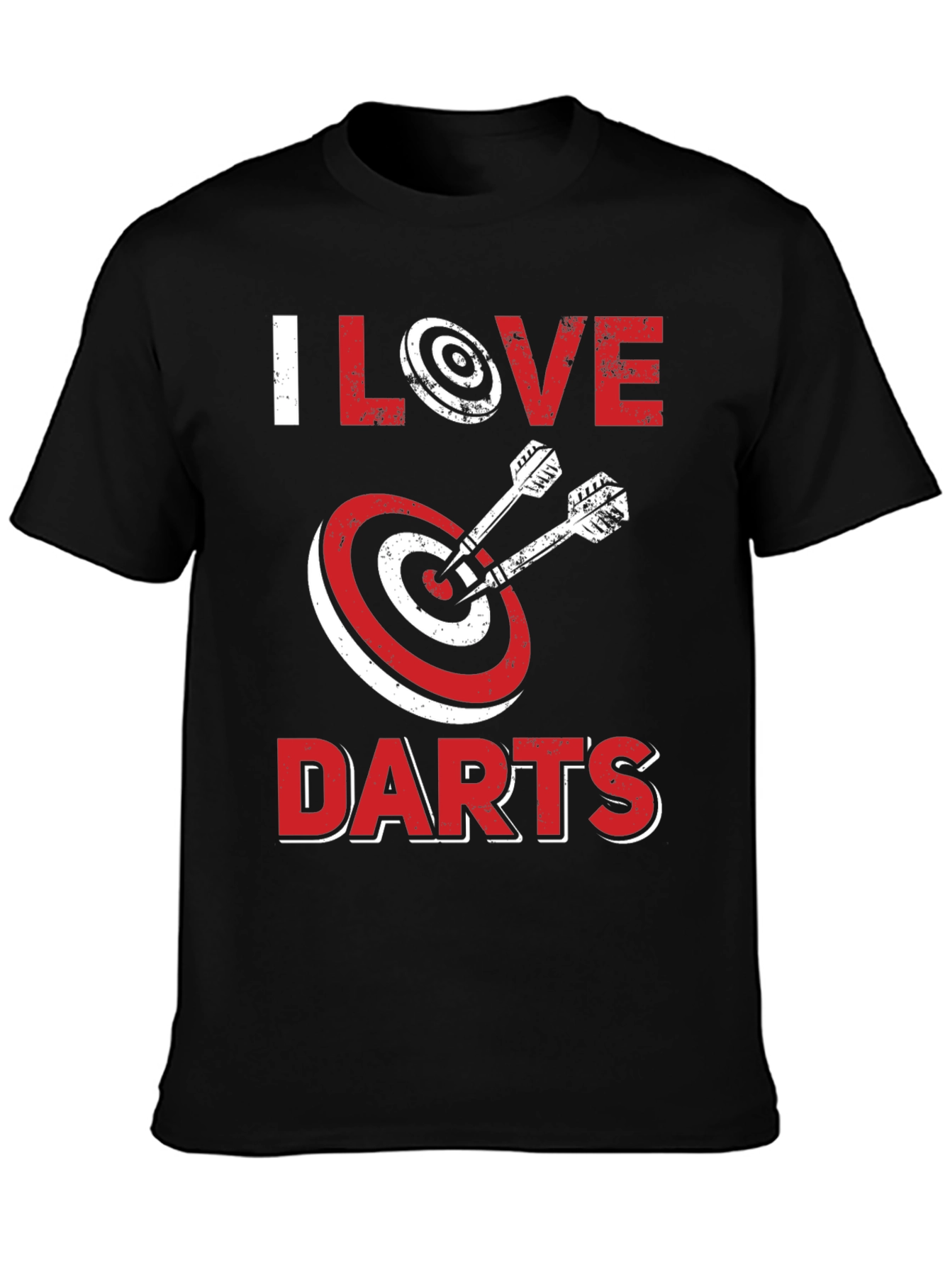 Black I Love Darts Graphic Tee - Black Cotton Casual Shirt view 3