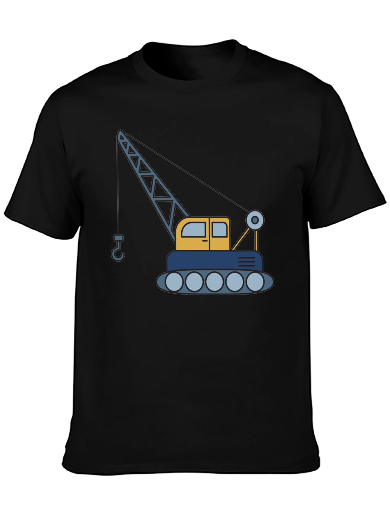 Black Crane Graphic T-Shirt - Construction Vehicle Tee view 3