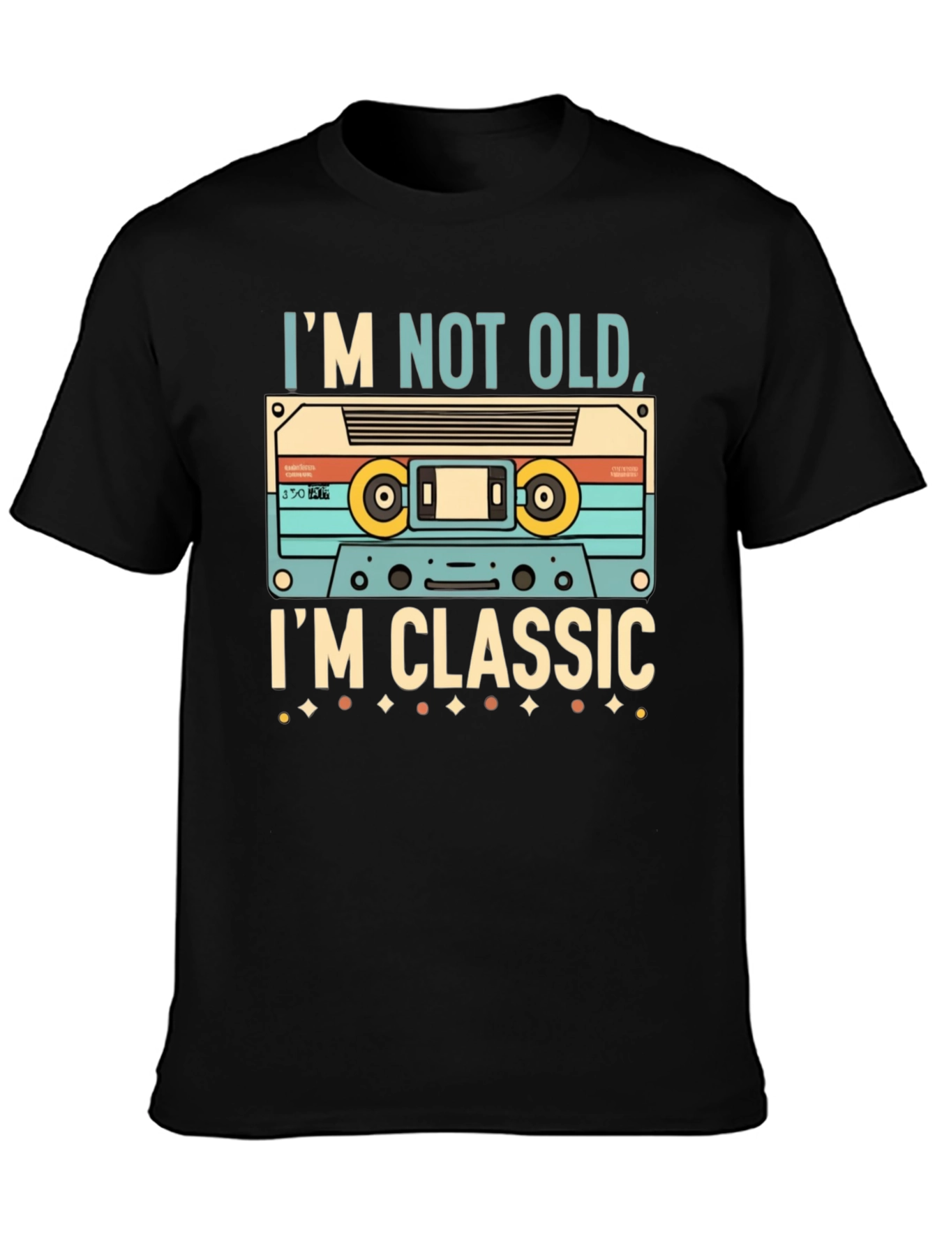Black I'm Not Old, I'm Classic Cassette Tape T-Shirt view 3