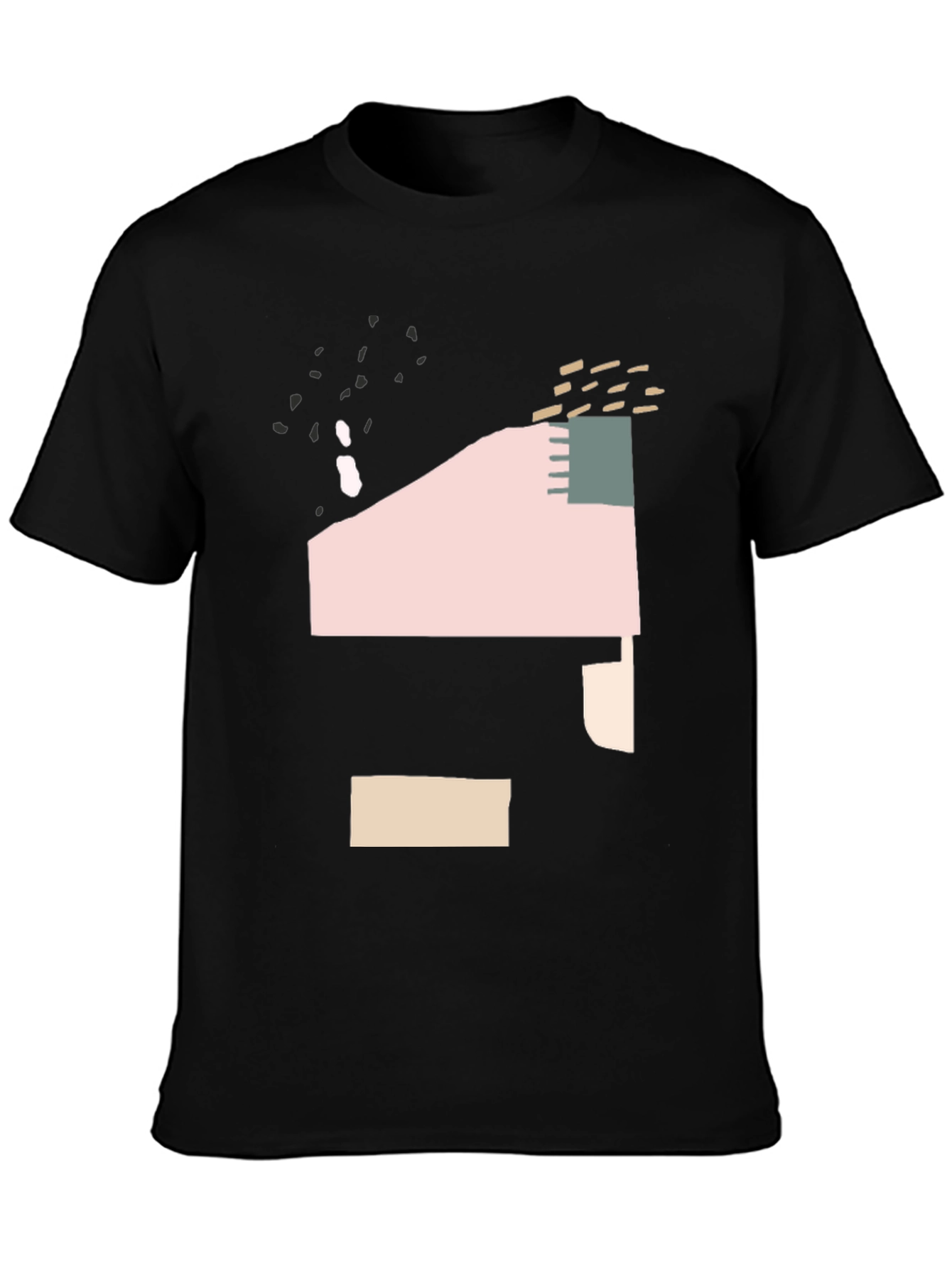 Black Abstract Graphic Print T-Shirt - Modern Art Tee view 3