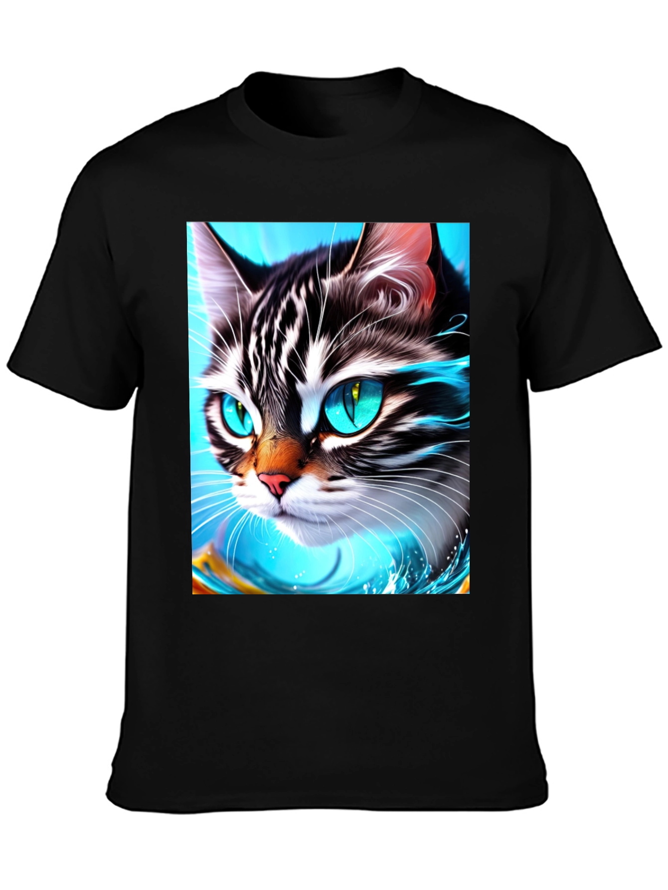 Black Cat Face T-Shirt - Cool Graphic Tee view 3