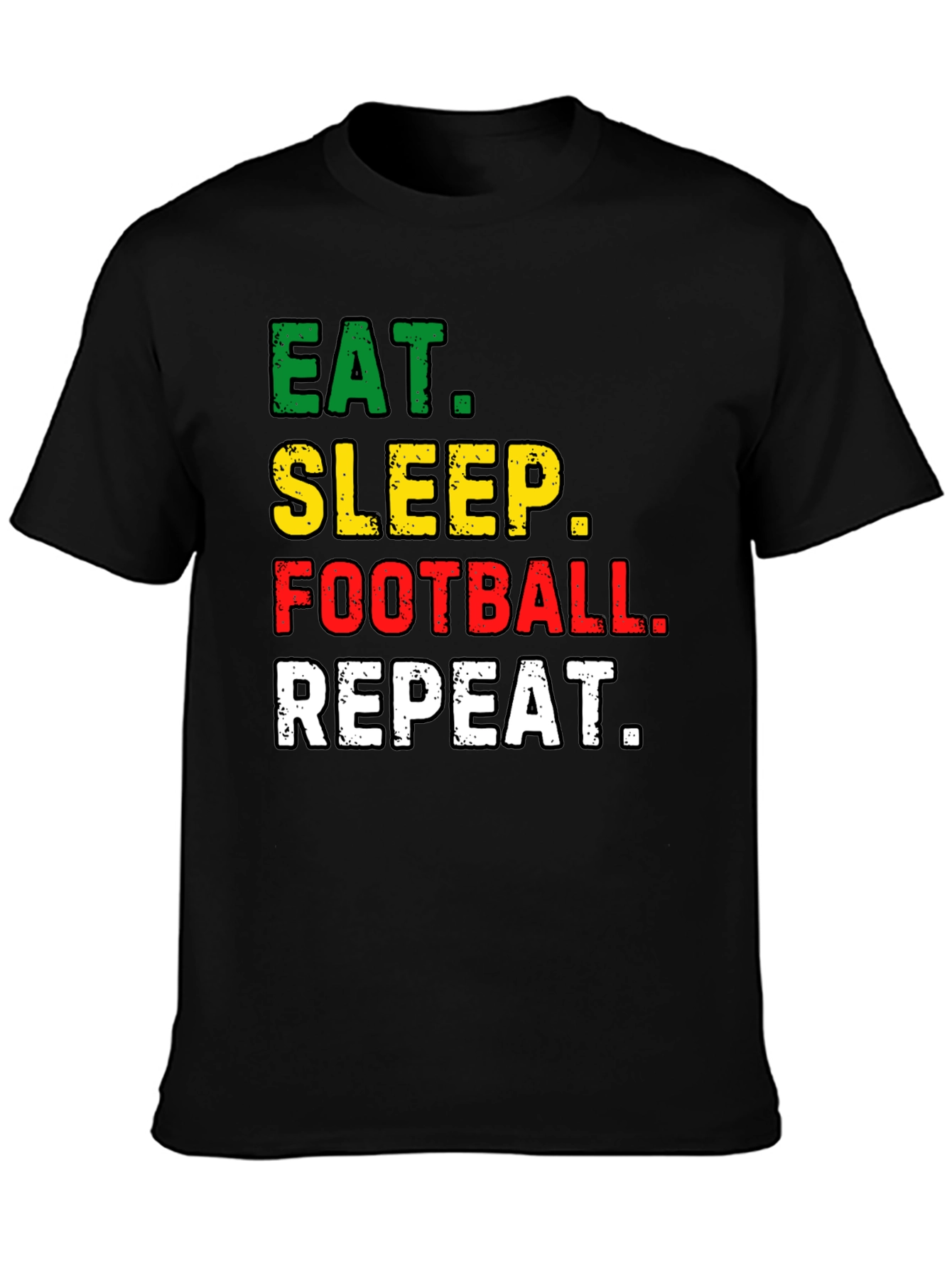 Black Eat Sleep Football Repeat Black T-Shirt view 3