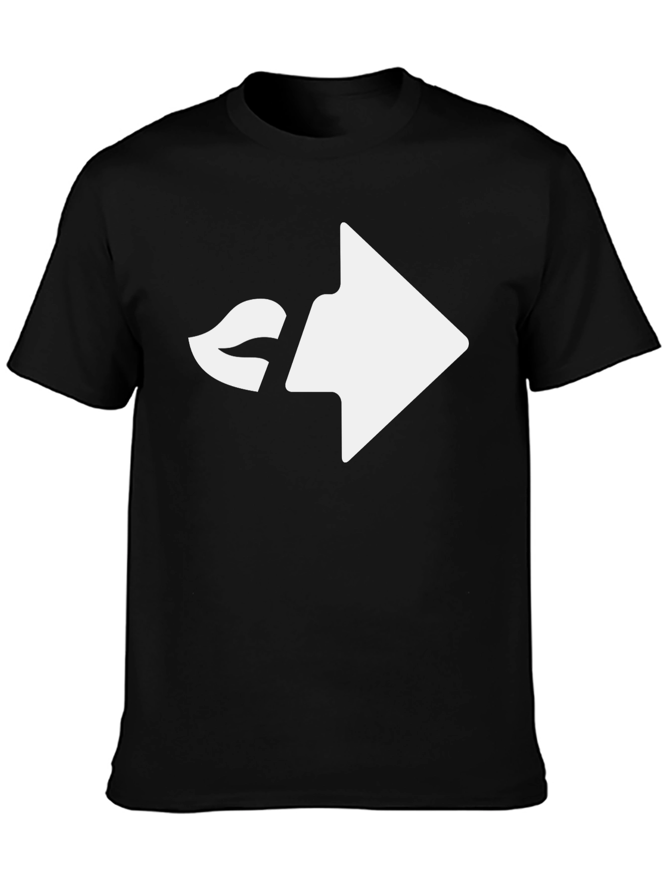 Black Modern Black T-Shirt with Playful Kiss Arrow Design view 3