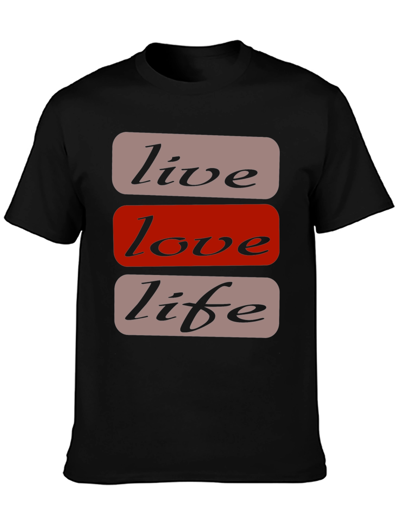 Black Live Love Life Graphic T-Shirt - Casual Black Tee view 3