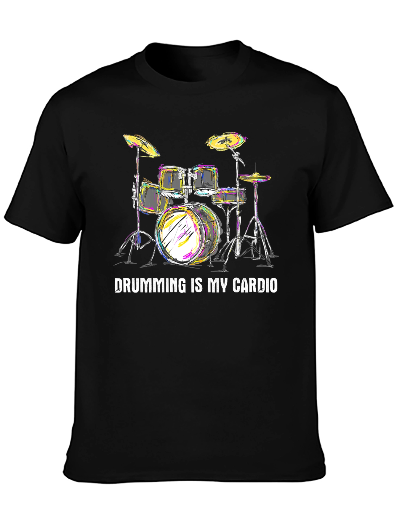 Black Drumming is My Cardio Black T-Shirt view 3