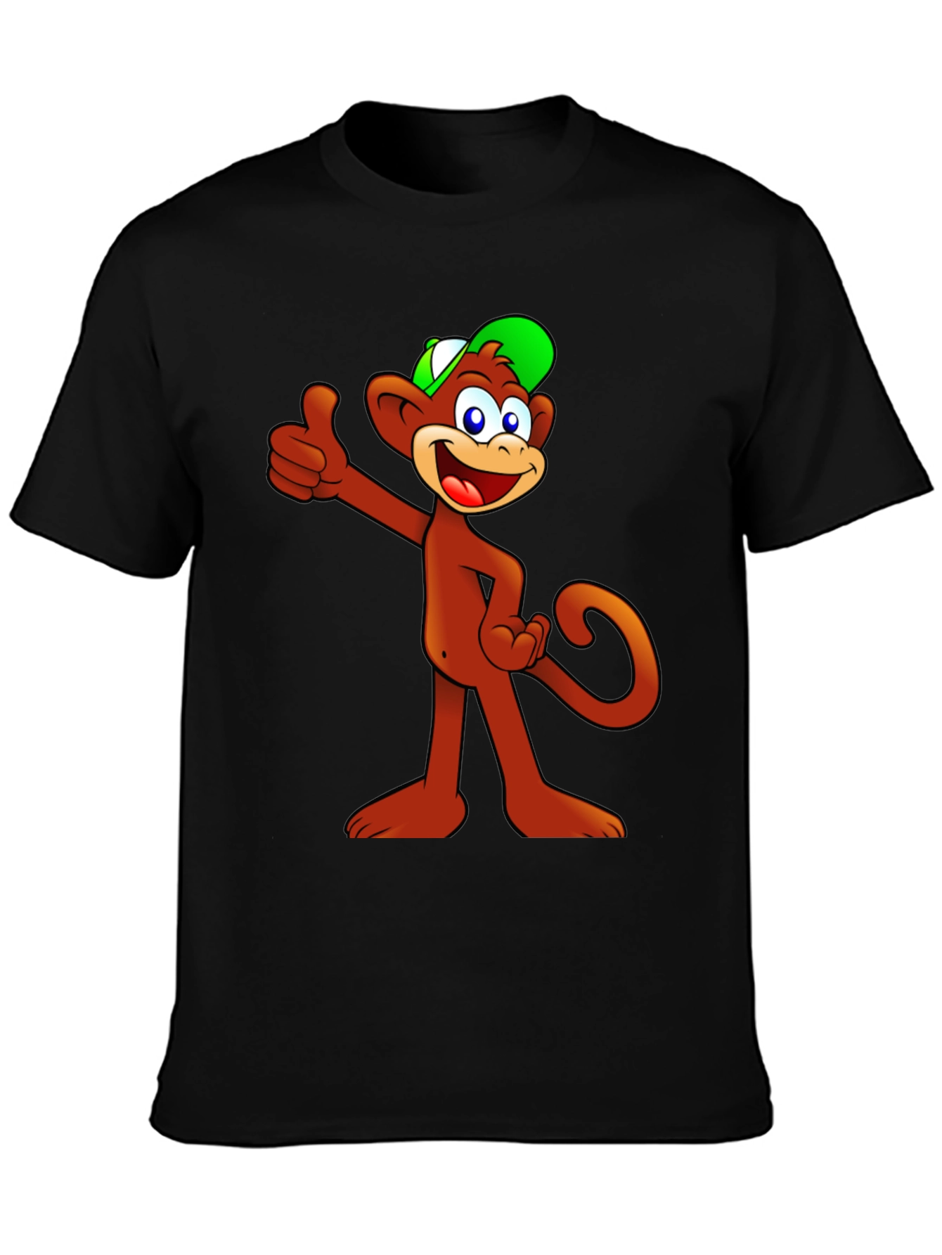 Black Cartoon Monkey T-Shirt - Thumbs Up! view 3