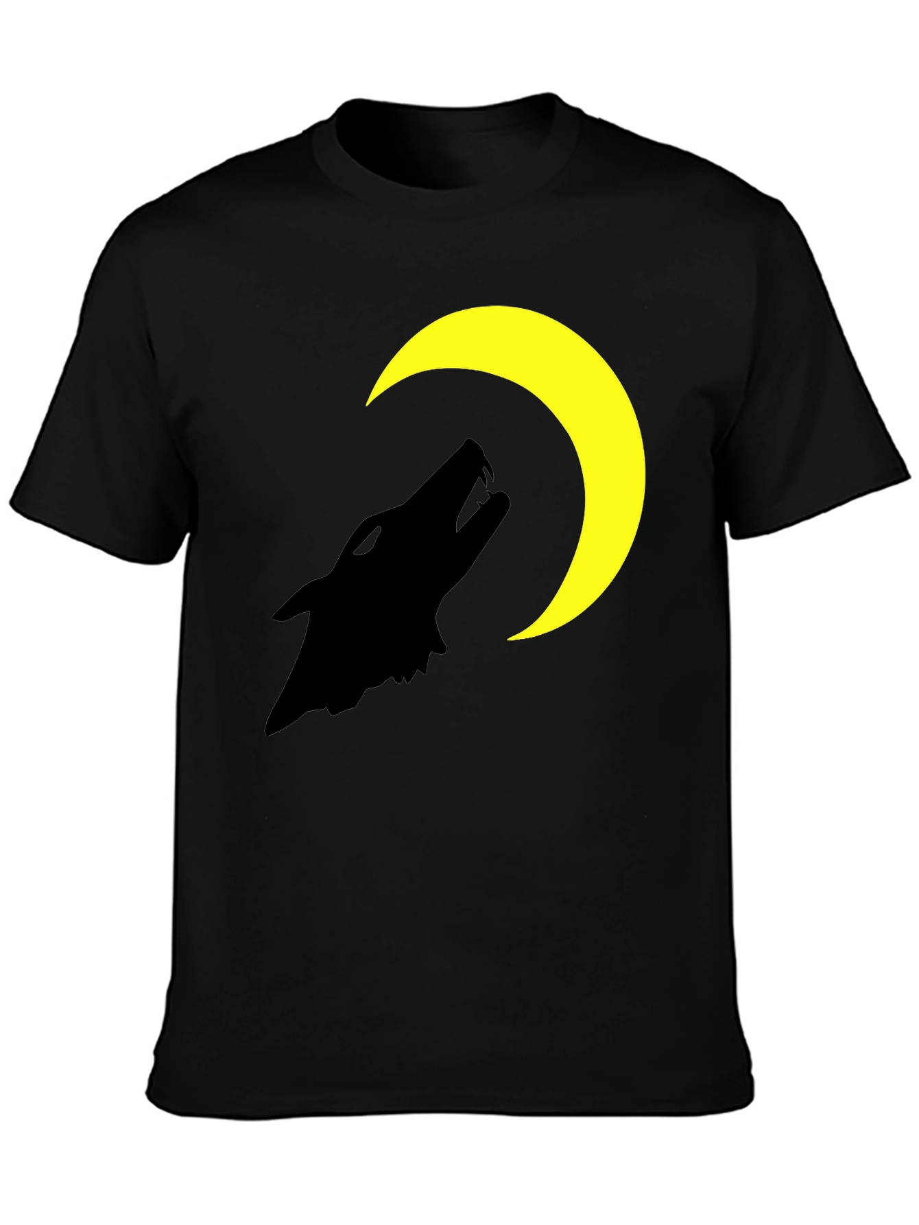 Black Wolf Moon Graphic T-Shirt - Black Cotton Tee view 3