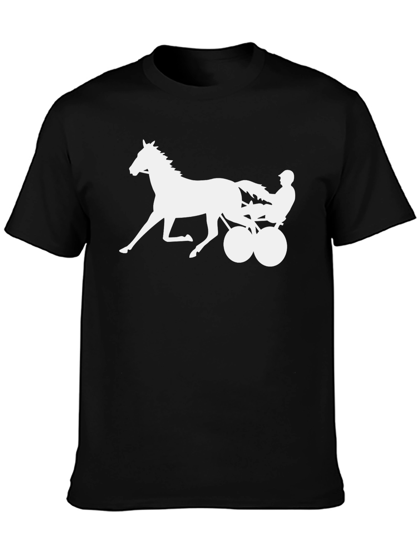 Black Black T-Shirt with Horse and Sulky Design view 3