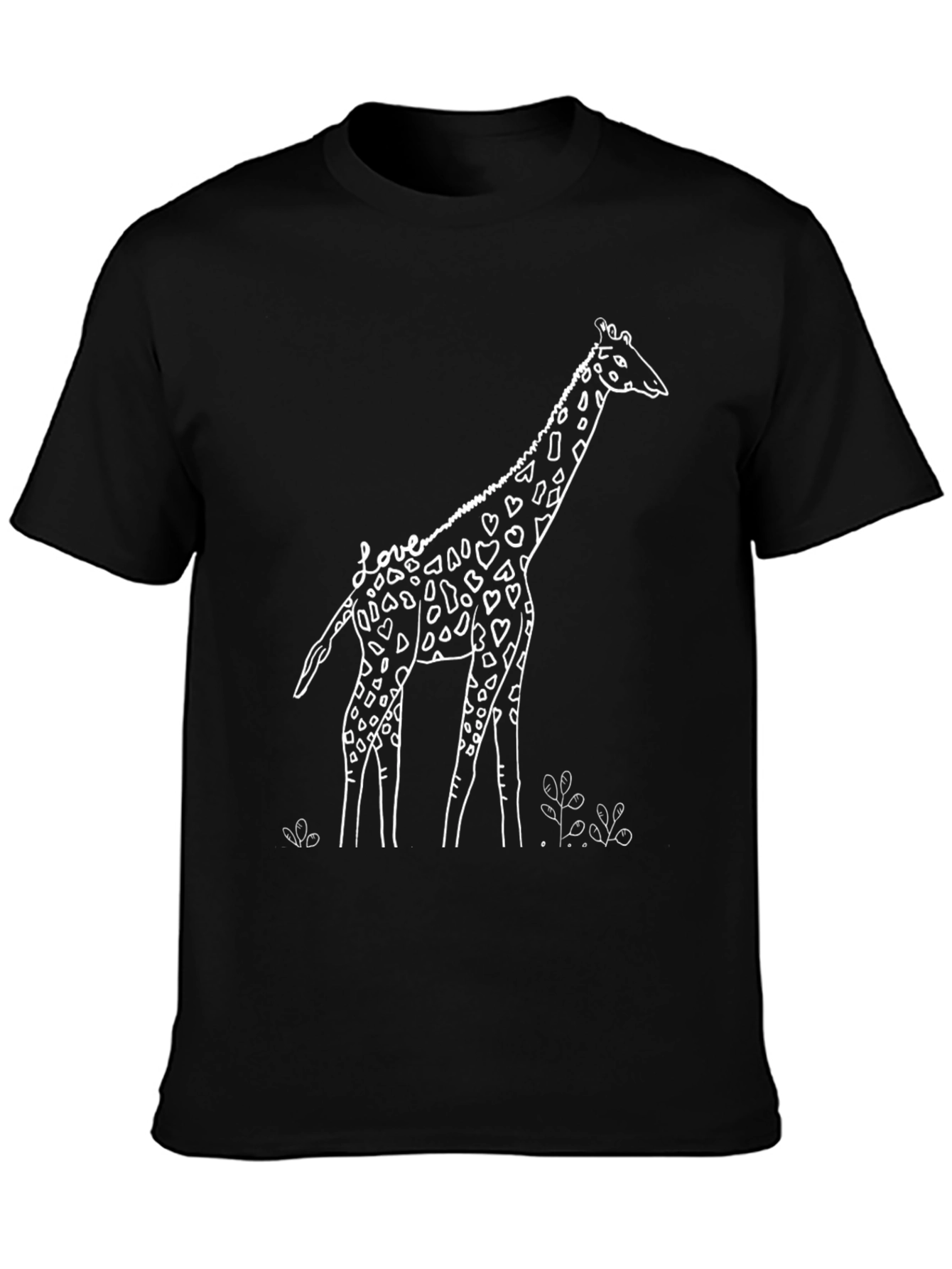 Black Love Giraffe Black T-Shirt view 3