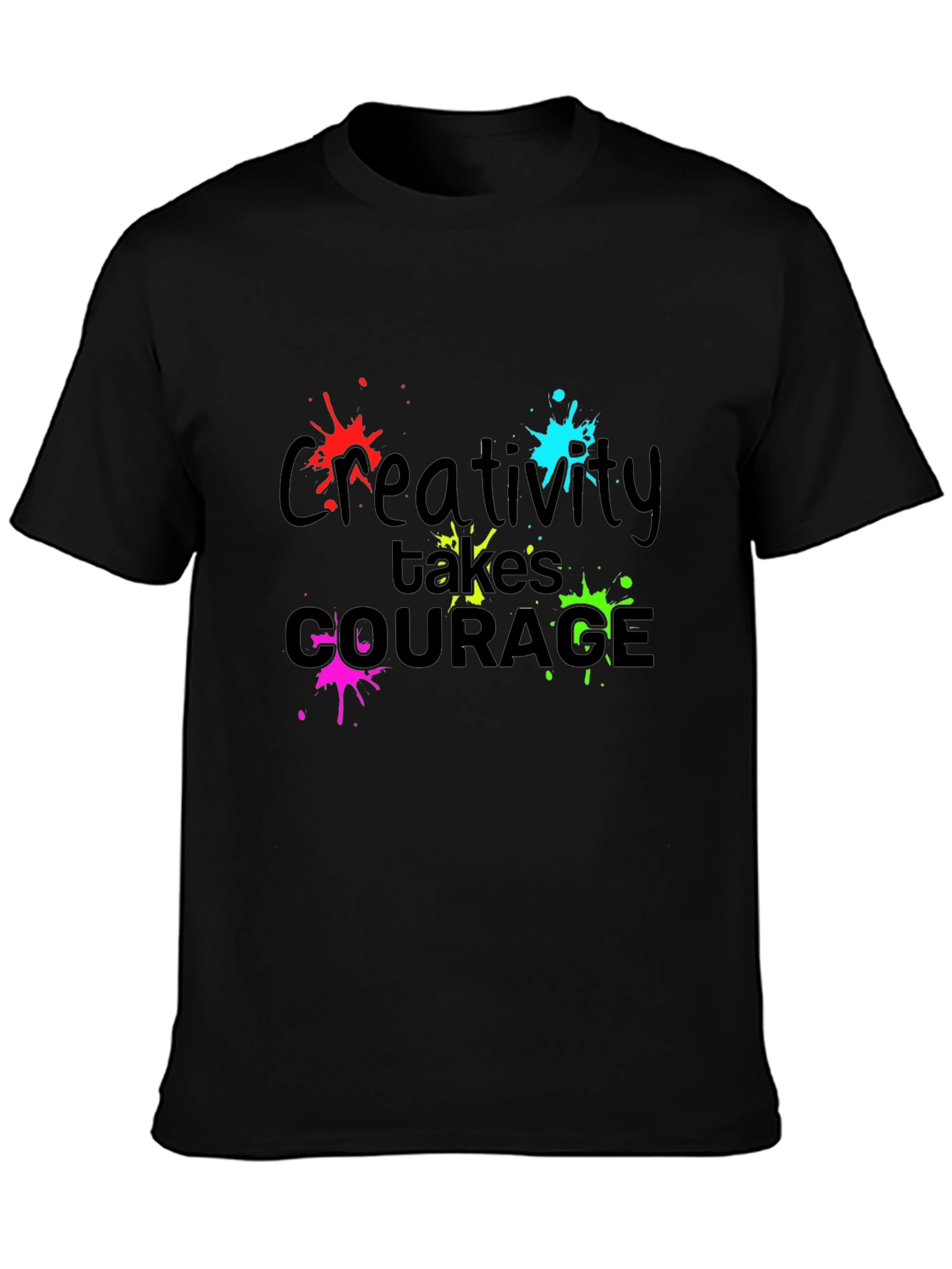 Black Creative Courage T-Shirt - Bold Design view 3