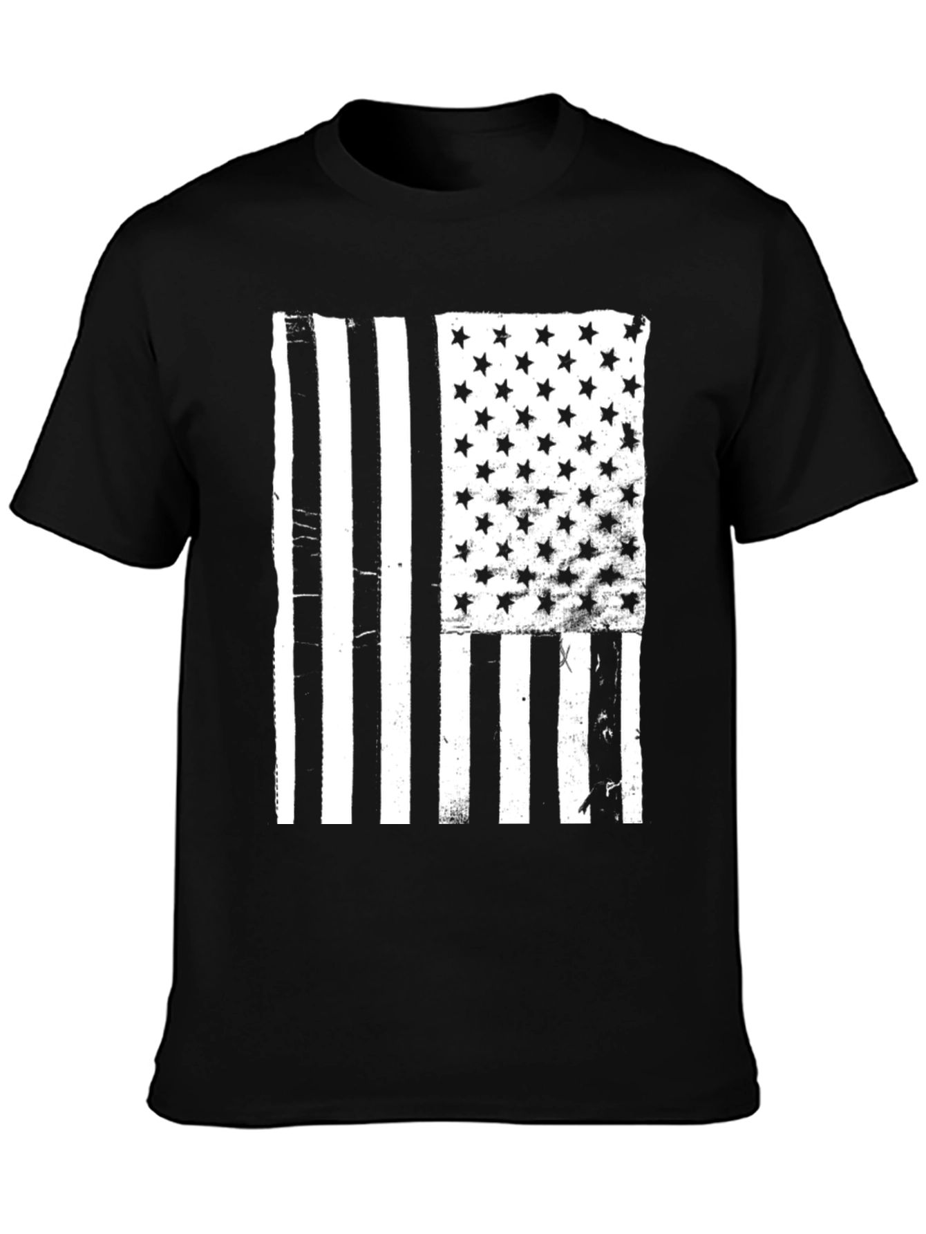 Black Distressed American Flag Graphic Tee view 3