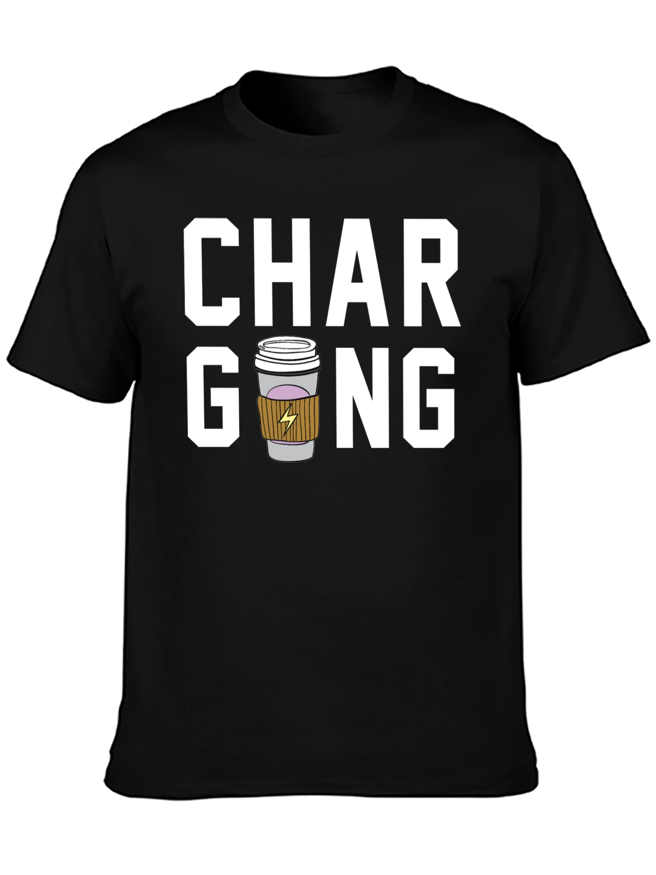 Black Charging Coffee Graphic T-Shirt view 3