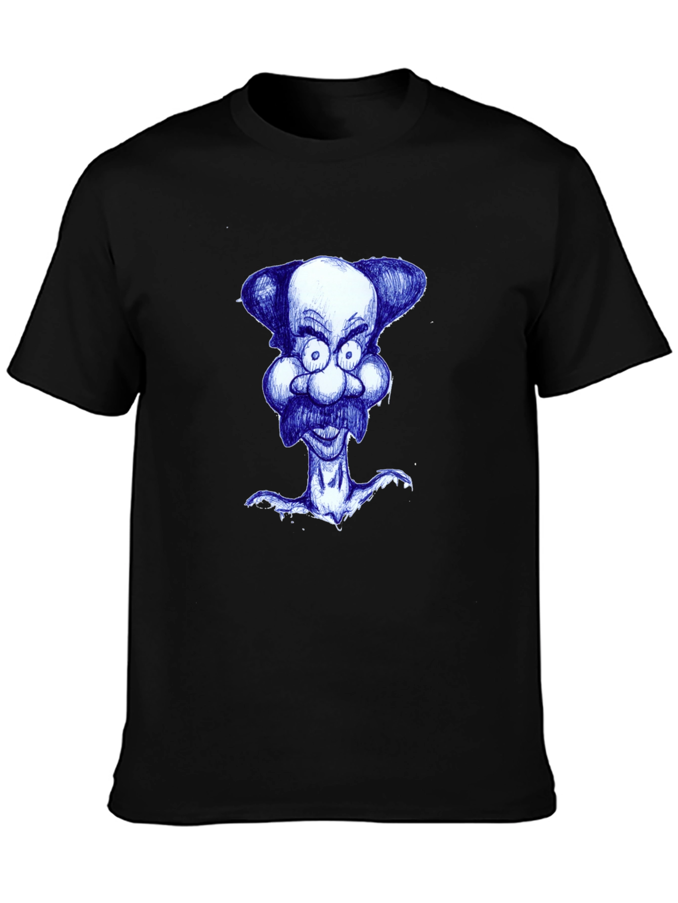 Black Cartoon Character Tee - Black Cotton Blend view 3