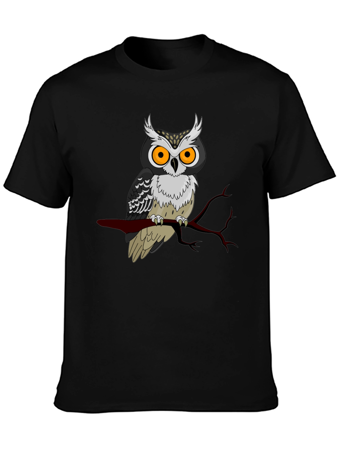 Black Owl Graphic Print Black T-Shirt view 3