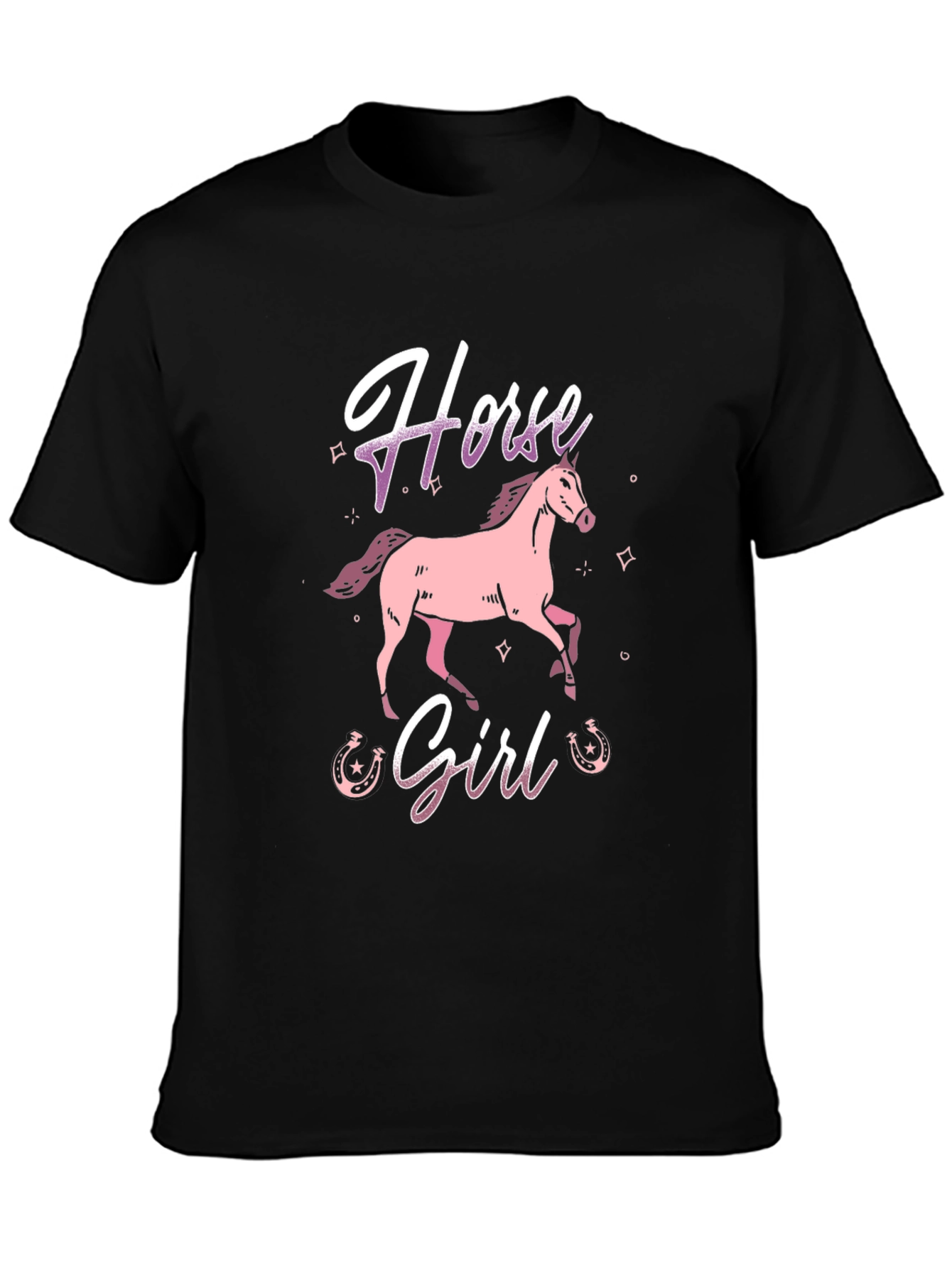 Black Horse Girl Graphic Tee - Black view 3