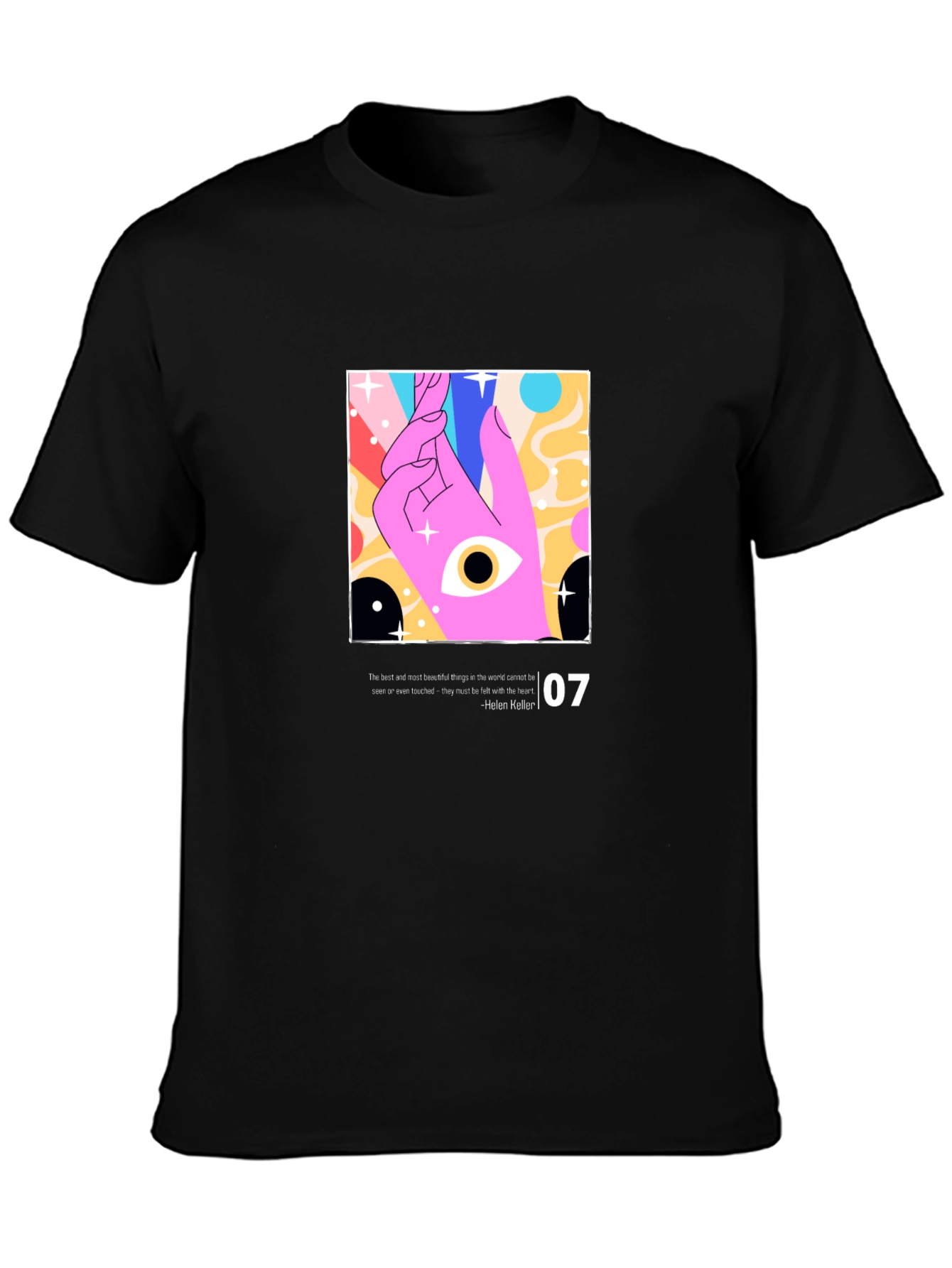 Black Modern Graphic T-Shirt - Artistic Eye Design view 3