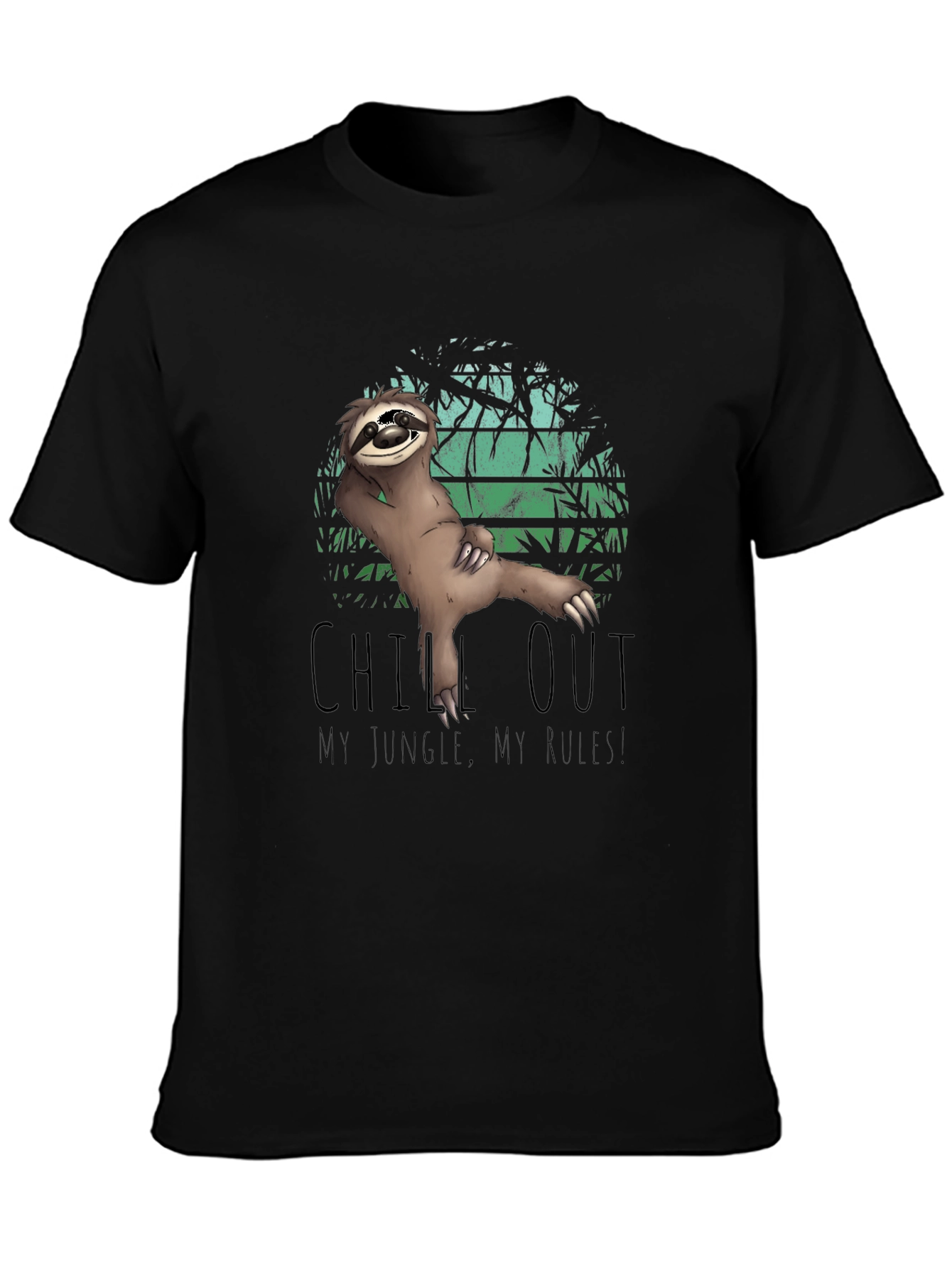 Black Chill Sloth T-Shirt: My Jungle, My Rules view 3