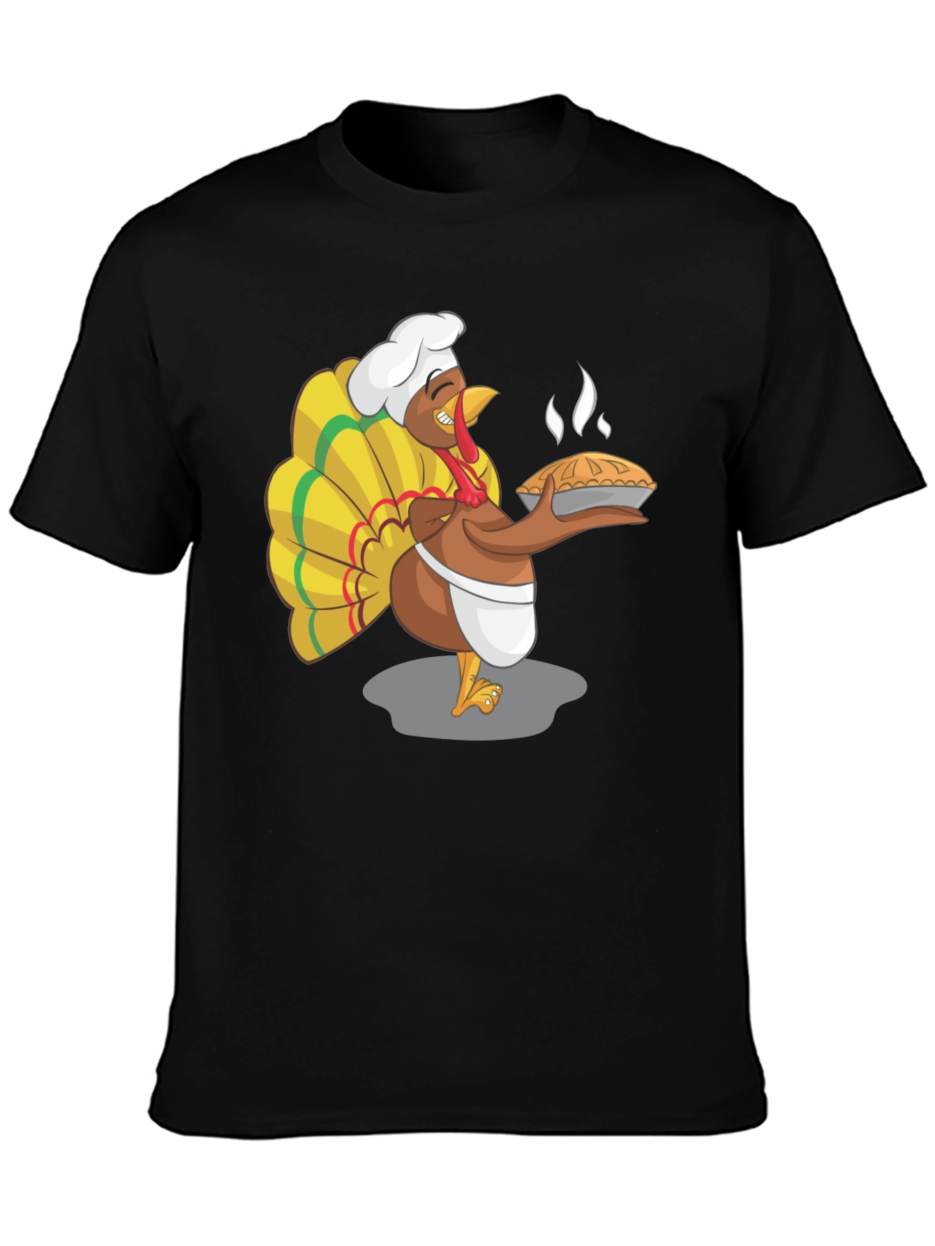 Black Funny Turkey Chef Pie Graphic T-Shirt view 3