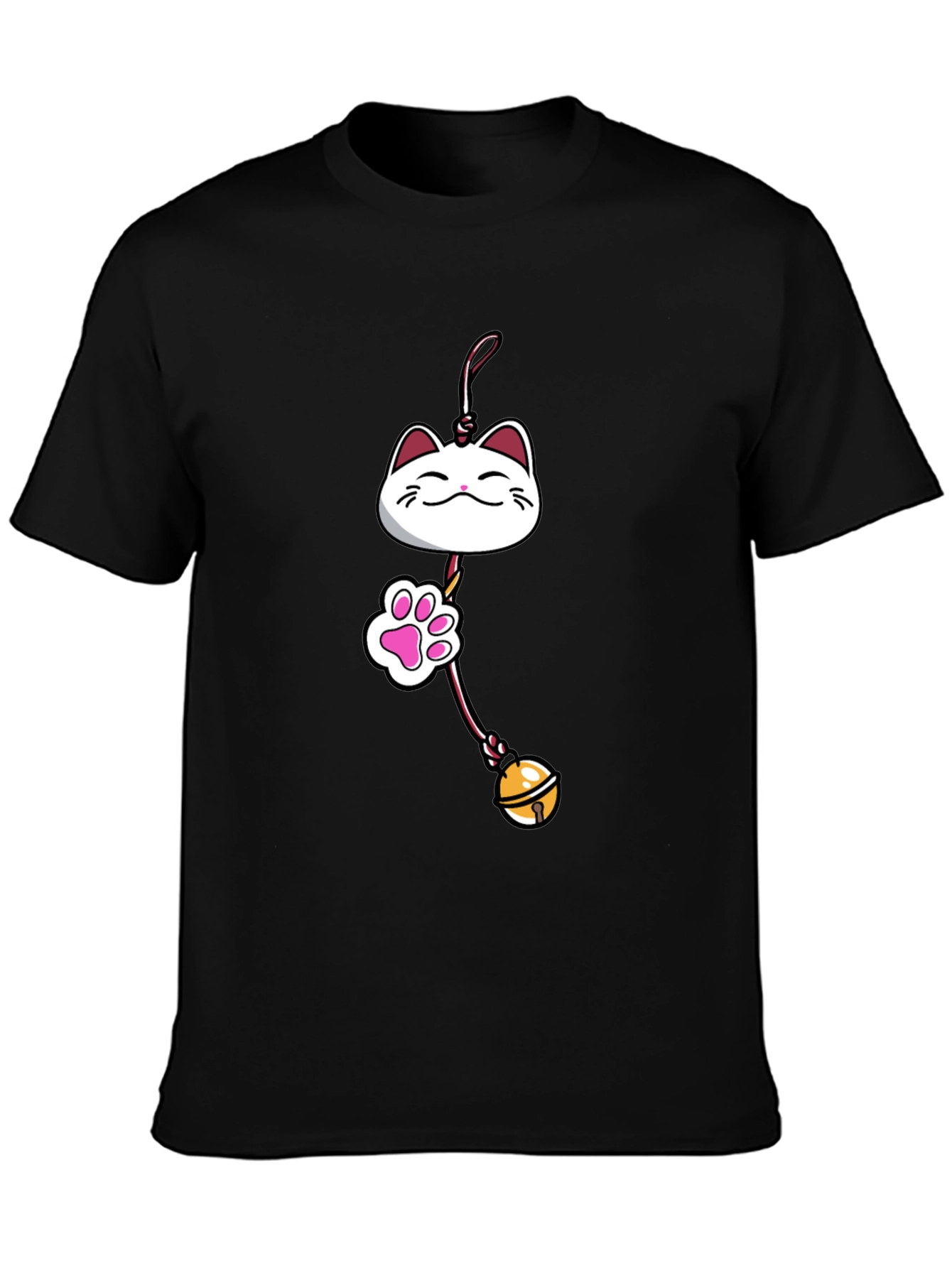 Black Lucky Cat Charm Graphic Tee - Black view 3
