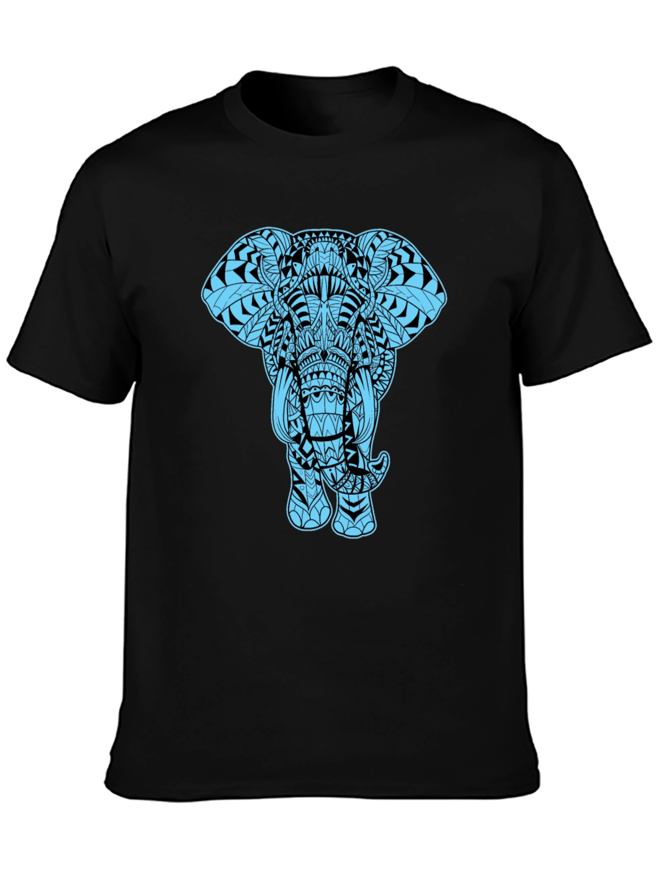 Black Elephant Graphic Tee - Black Cotton Blend Casual Shirt view 3