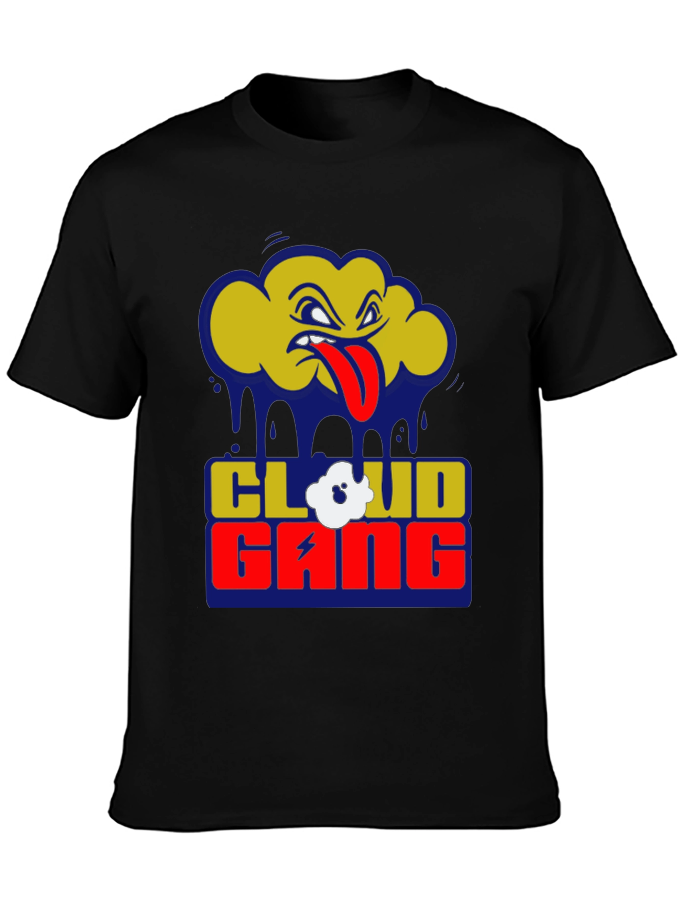 Black Cloud Gang Graphic T-Shirt - Black Crew Neck Tee view 3