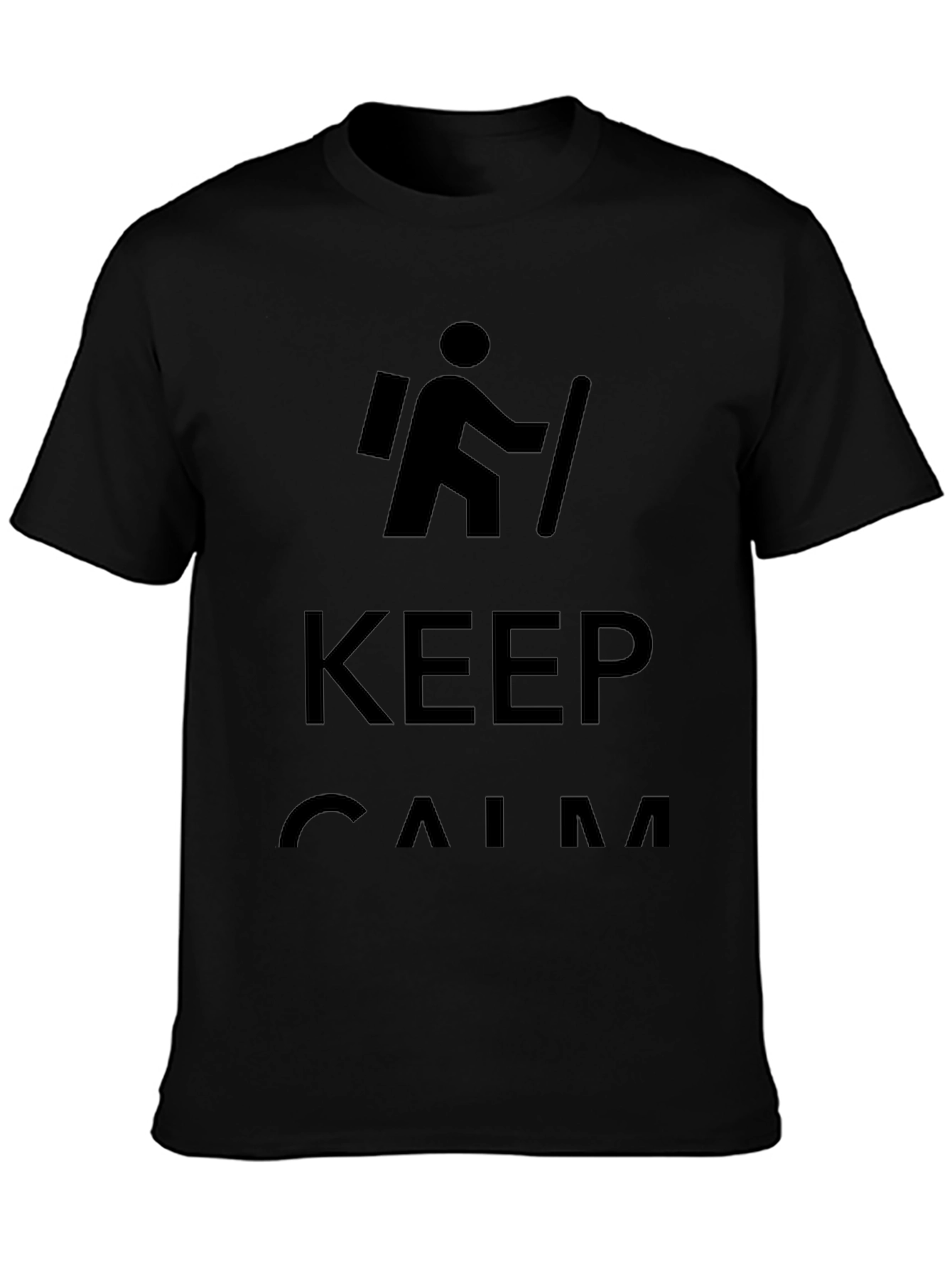 Black Keep Calm Hiking T-Shirt - Men's Crew Neck Tee view 3