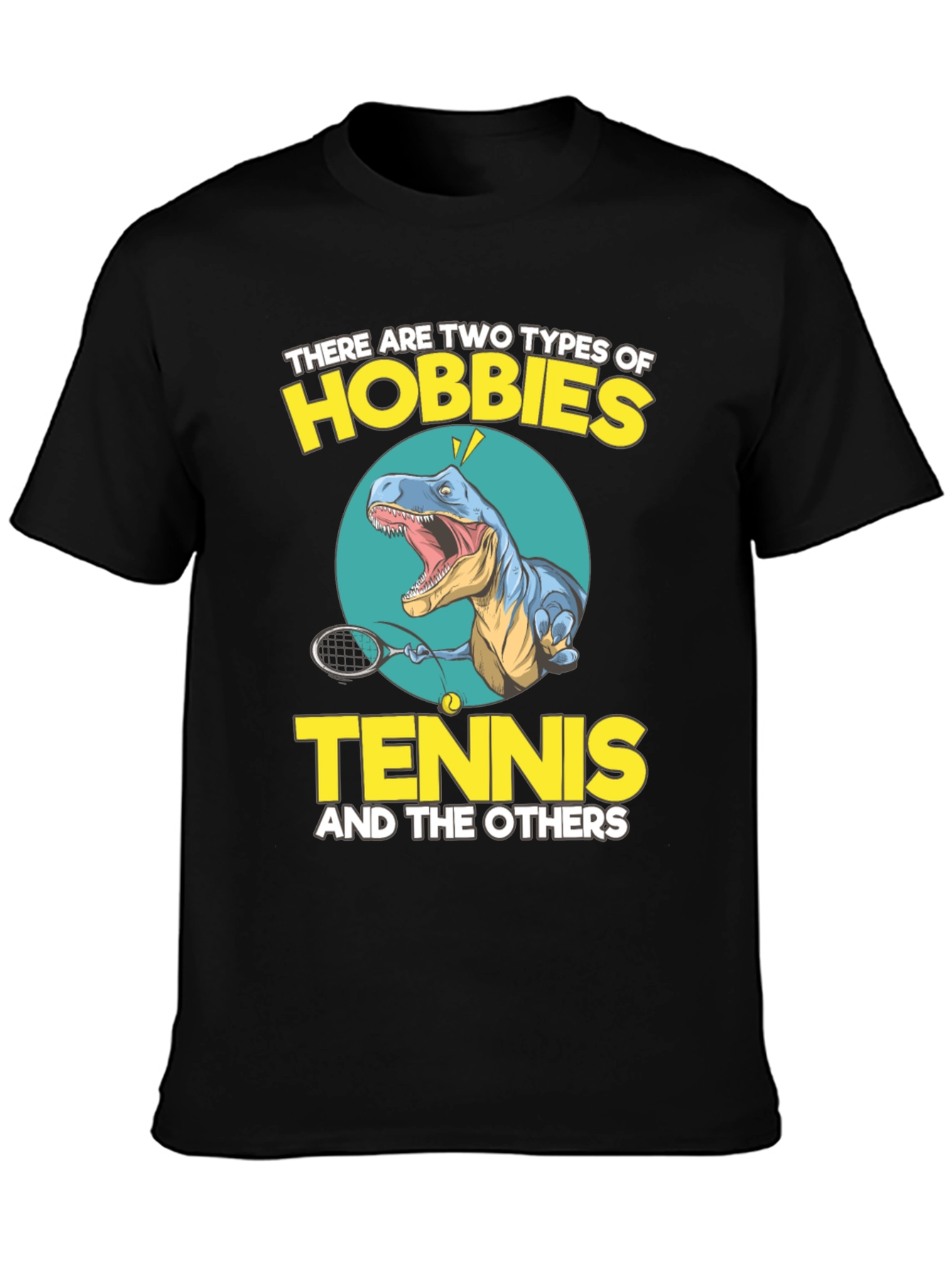 Black Tennis Dinosaur Graphic Tee - Funny Hobby Shirt view 3