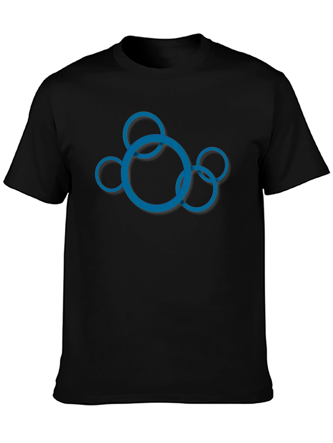 Black Abstract Circle Design Black T-Shirt view 3
