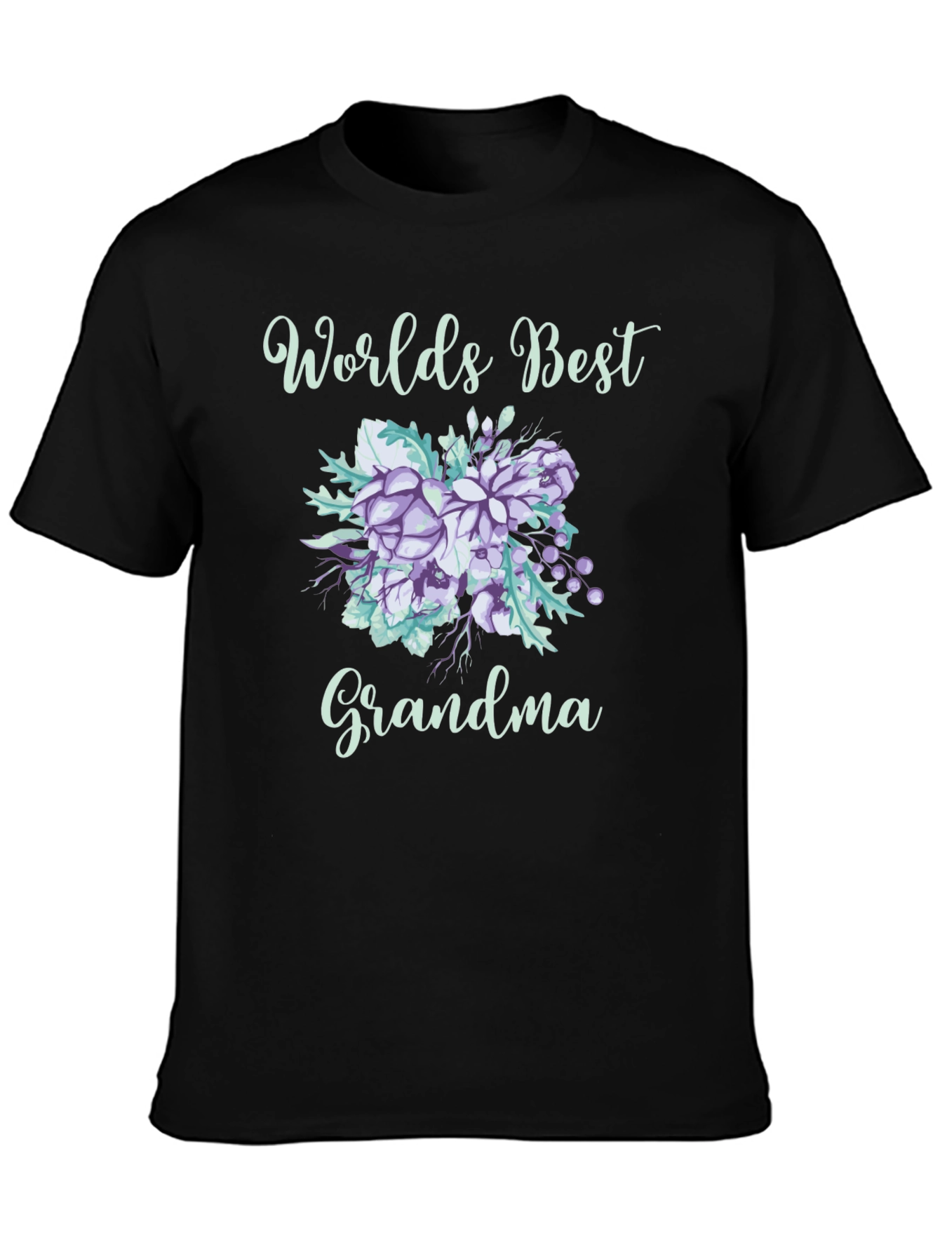 Black World's Best Grandma Floral T-Shirt view 3