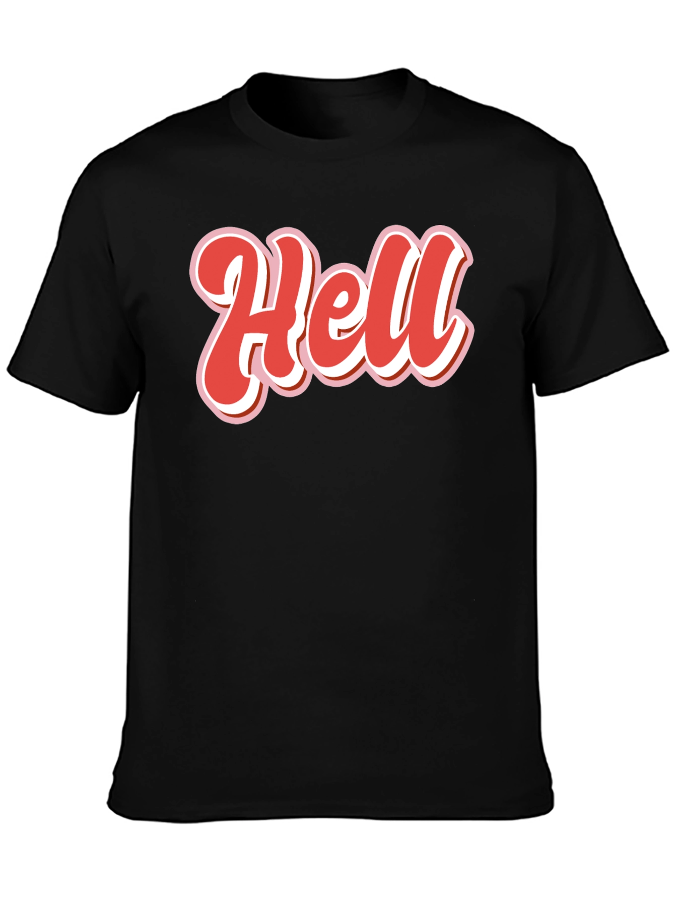 Black Retro "Hell" Graphic Tee - Black Cotton Blend Shirt view 3