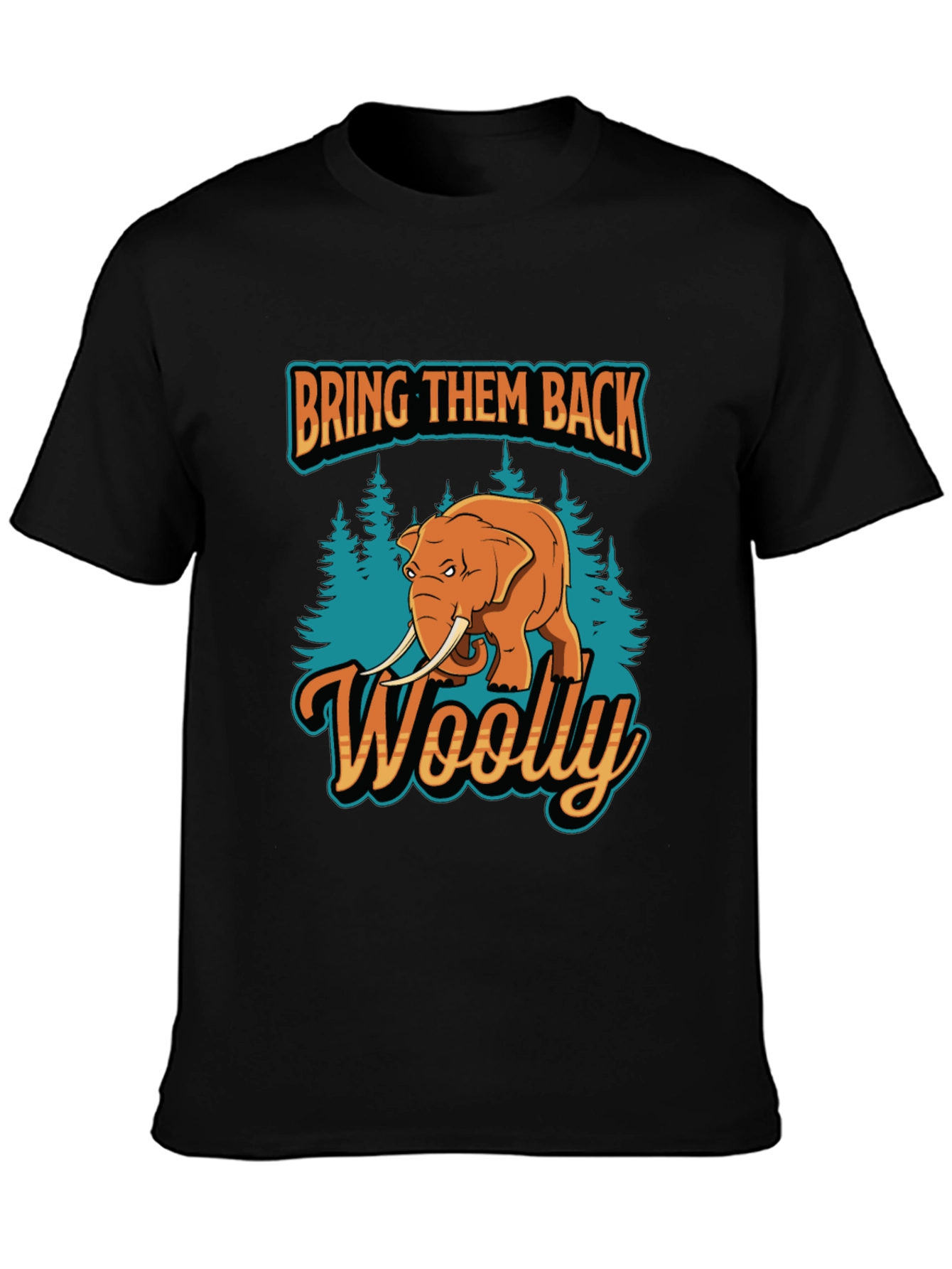 Black Bring Them Back Woolly Mammoth T-Shirt view 3