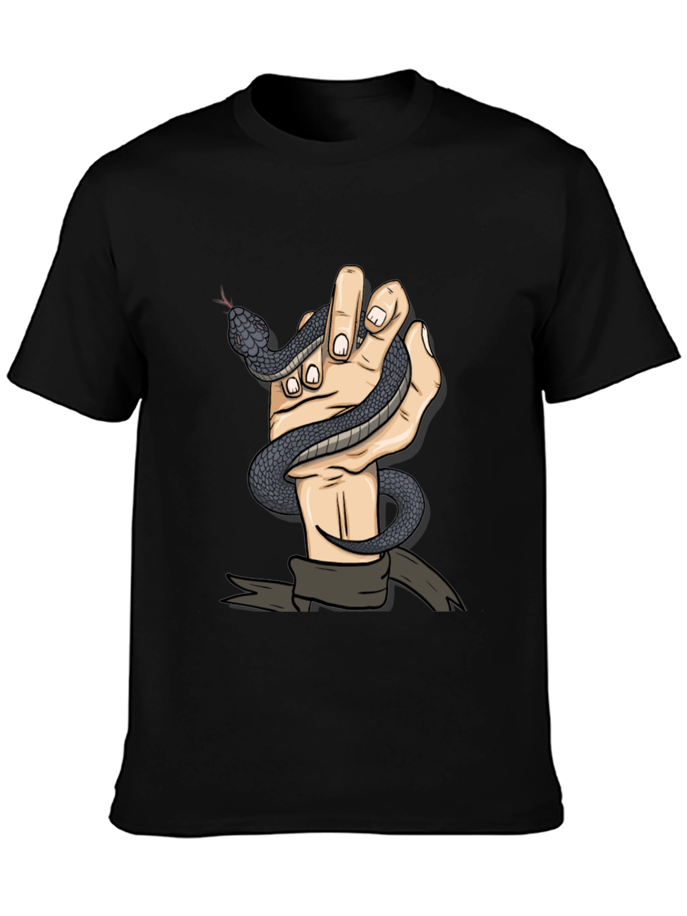 Black Snake Hand Graphic Tee - Men's Black T-Shirt view 3