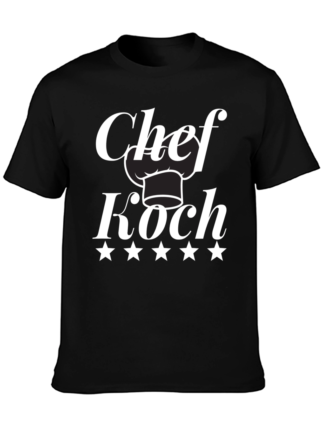 Black Chef Koch T-Shirt - Five Star Design view 3