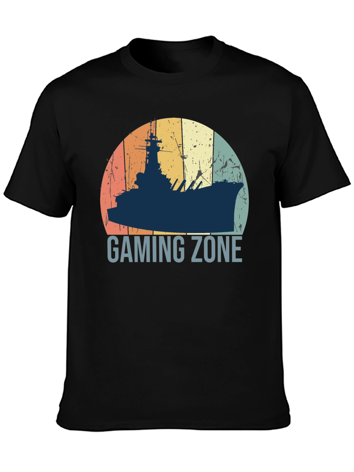 Black Gaming Zone Battleship T-Shirt - Retro Style view 3
