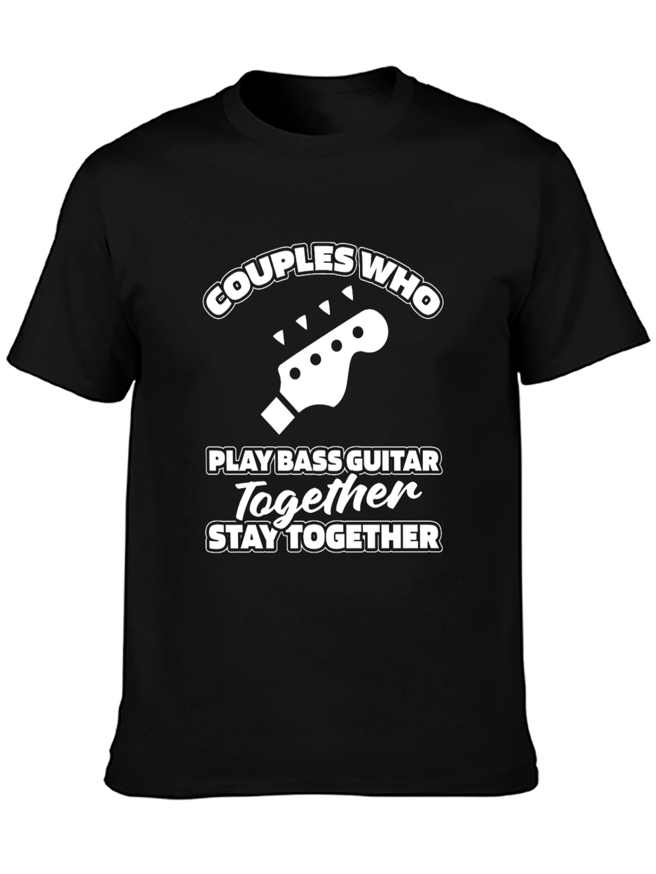 Black Couples Bass Guitar T-Shirt: Stay Together! view 3