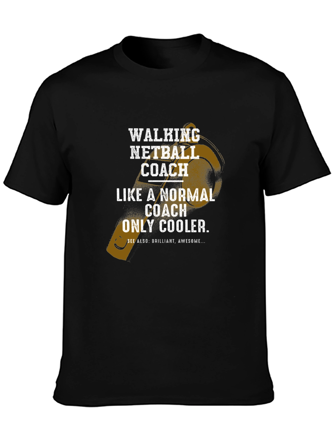Black Walking Netball Coach Graphic T-Shirt view 3