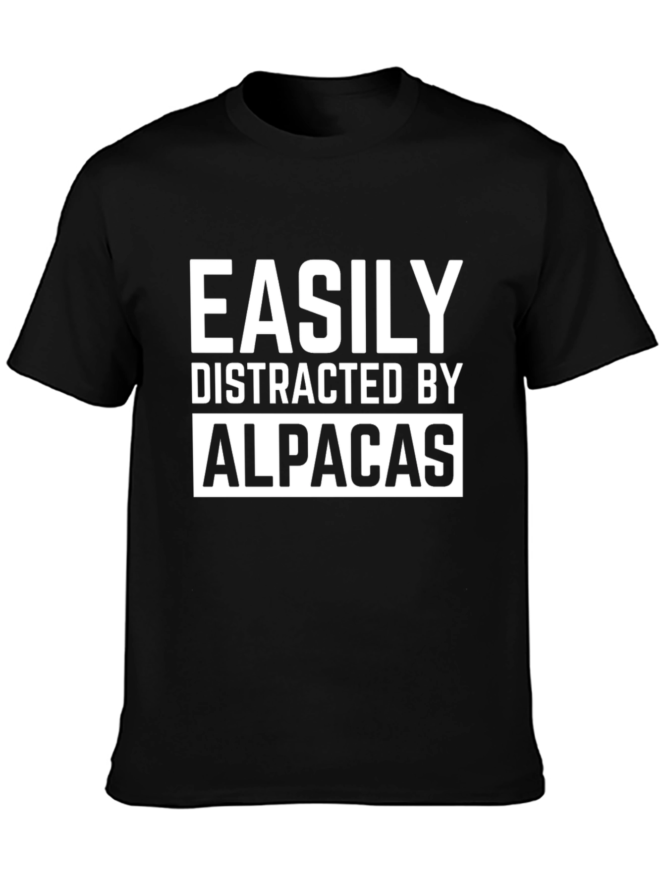 Black Easily Distracted By Alpacas Black Graphic T-Shirt view 3