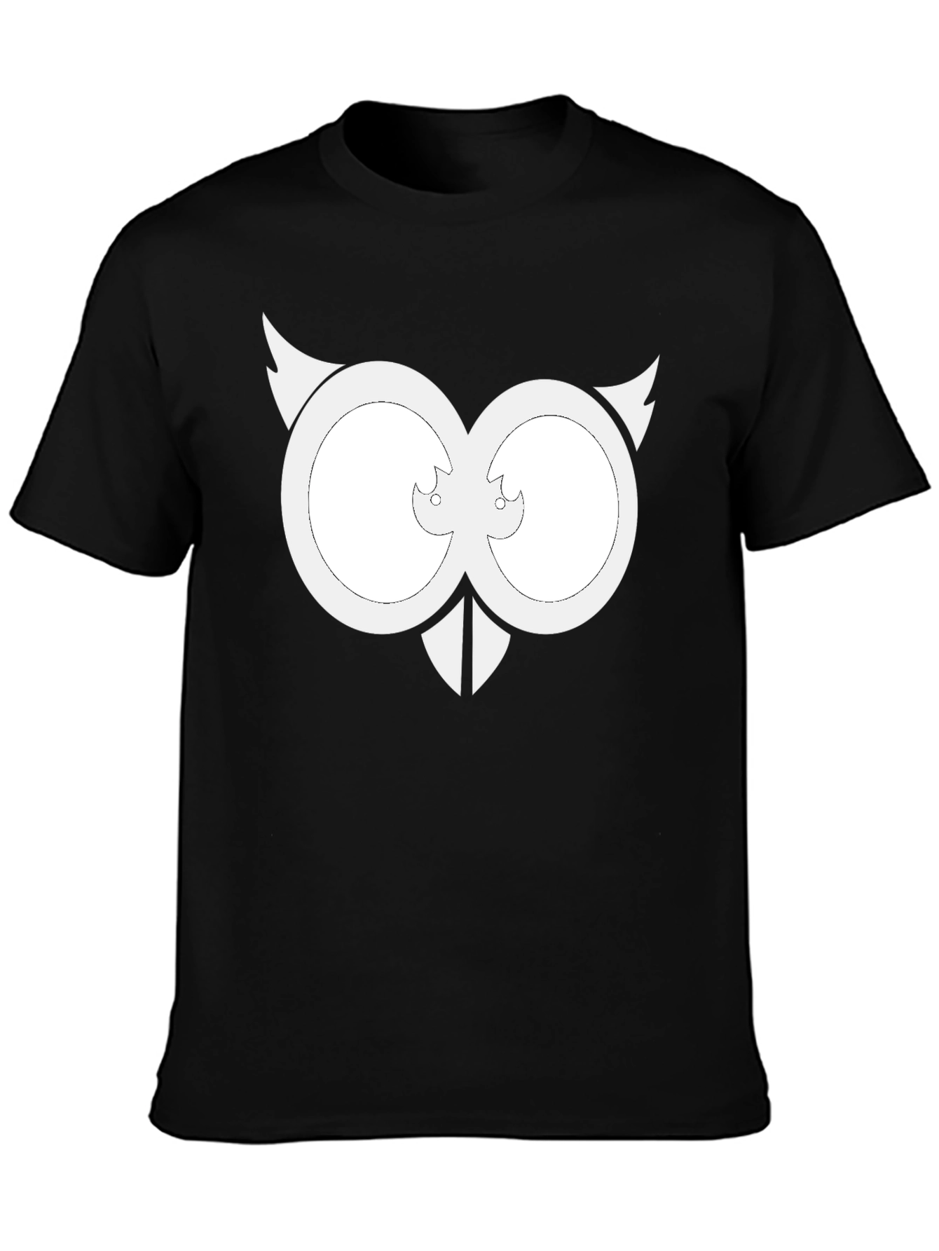 Black Cool Owl Eyes Graphic Black T-Shirt view 3