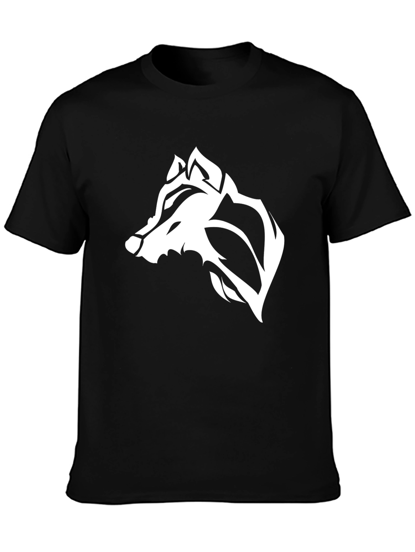 Black Men's Black Wolf Graphic Tee - Stylish Casual Wear view 3
