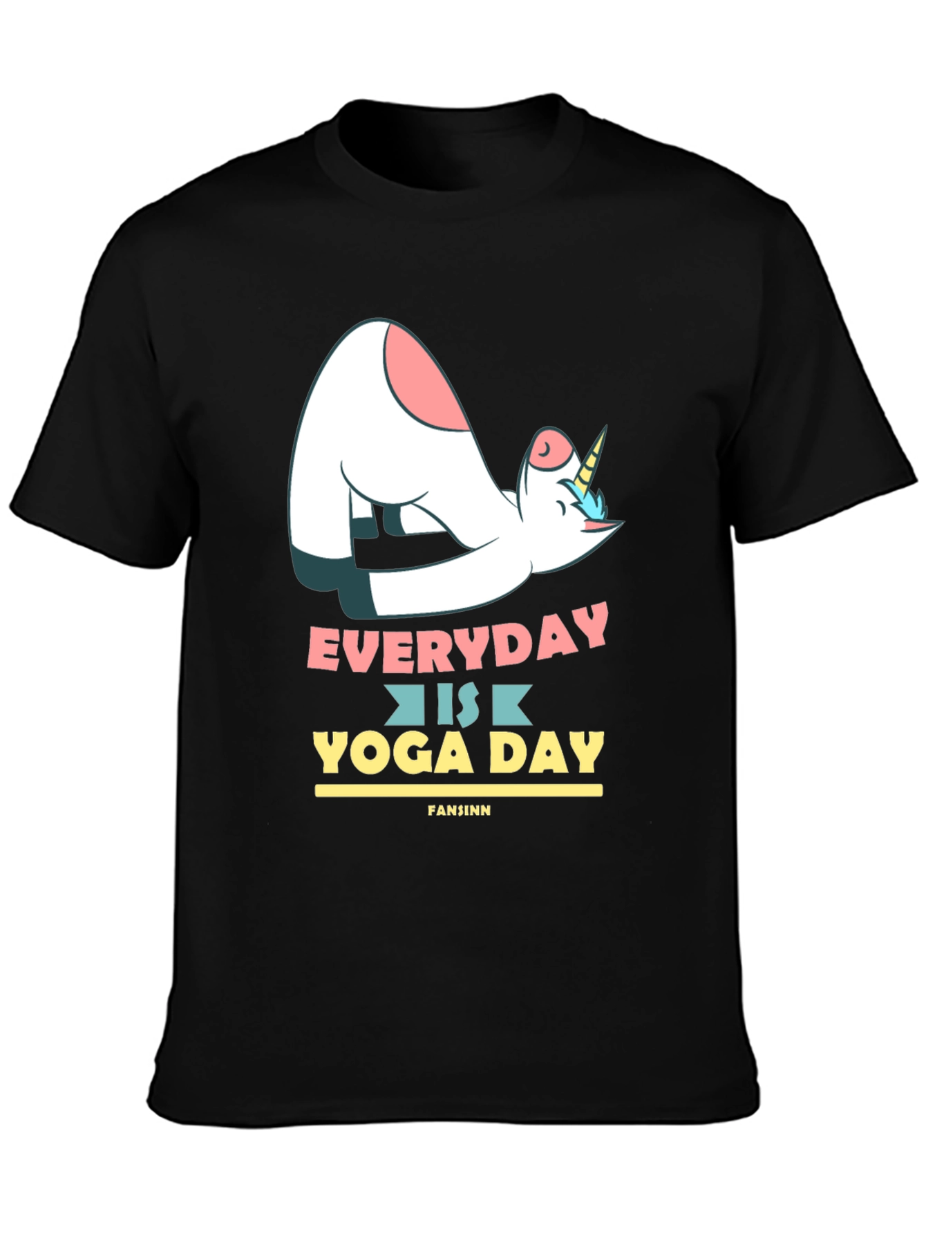Black Unicorn Yoga T-Shirt - Everyday is Yoga Day Tee view 3