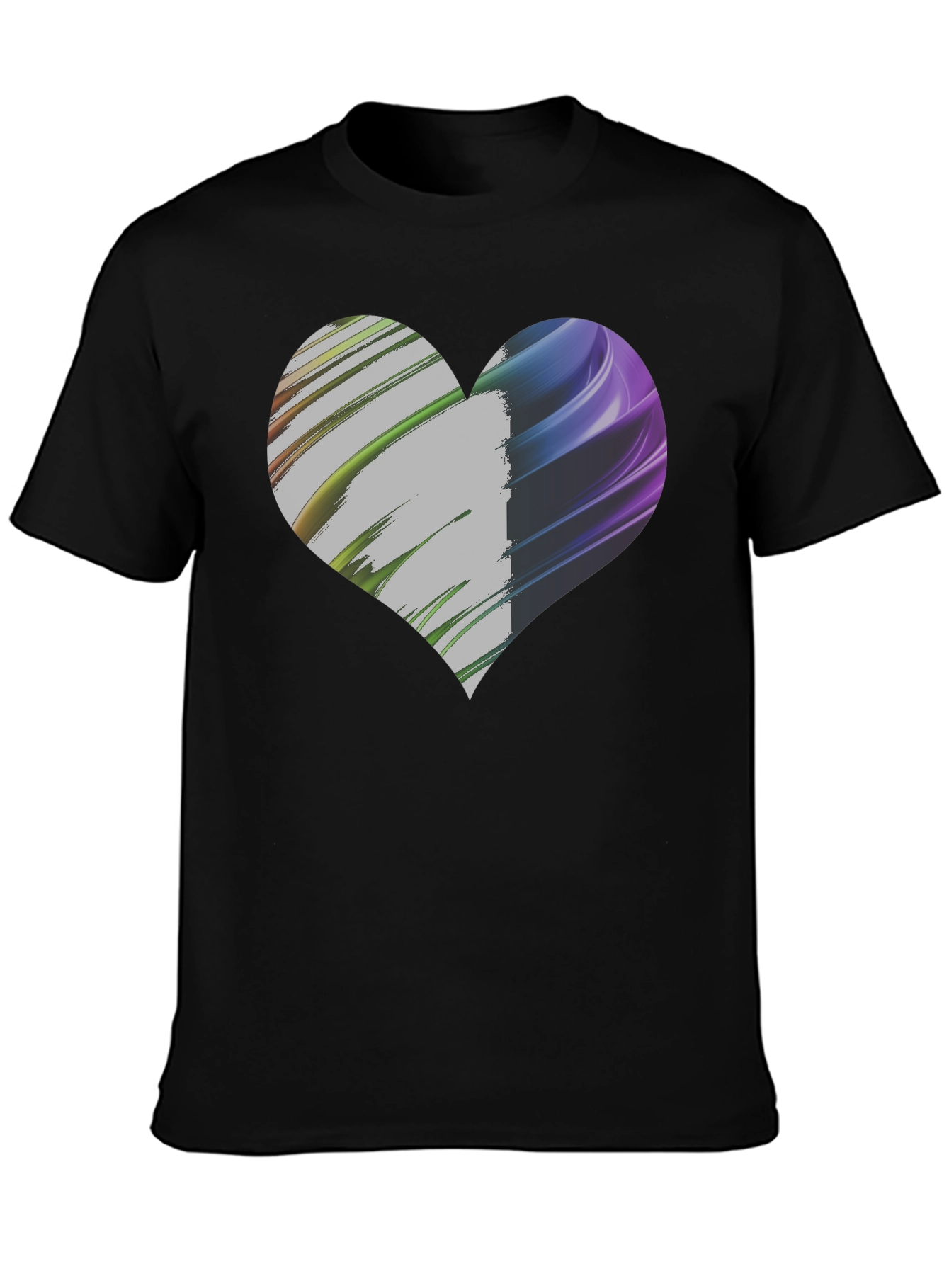 Black Heart Design Black Cotton Casual Tee view 3